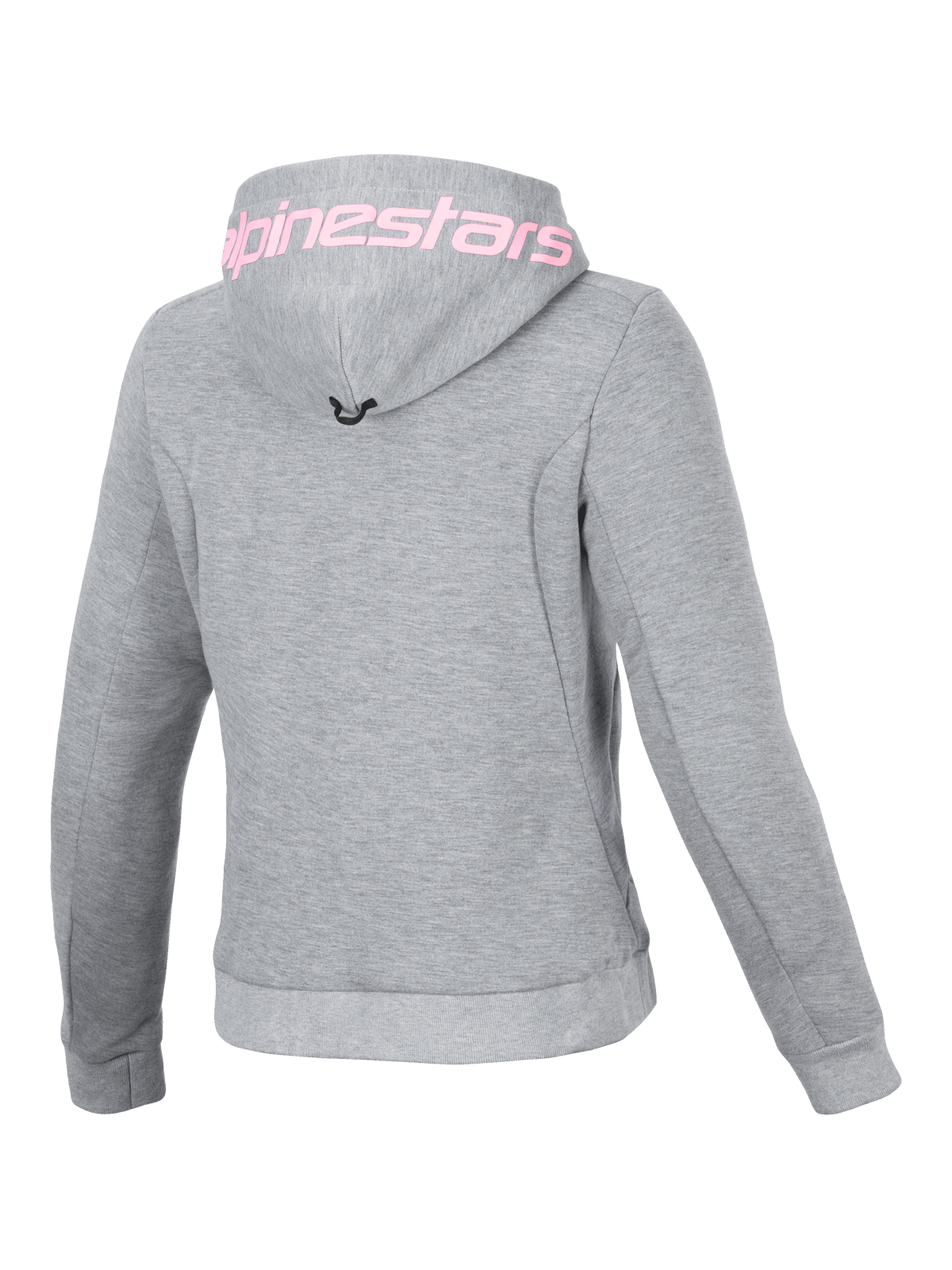 Alpinestars Stella Chrome V2 Sport Hoodie, casaco de moto para mulher cinzento e rosa, vista traseira com logótipo.
