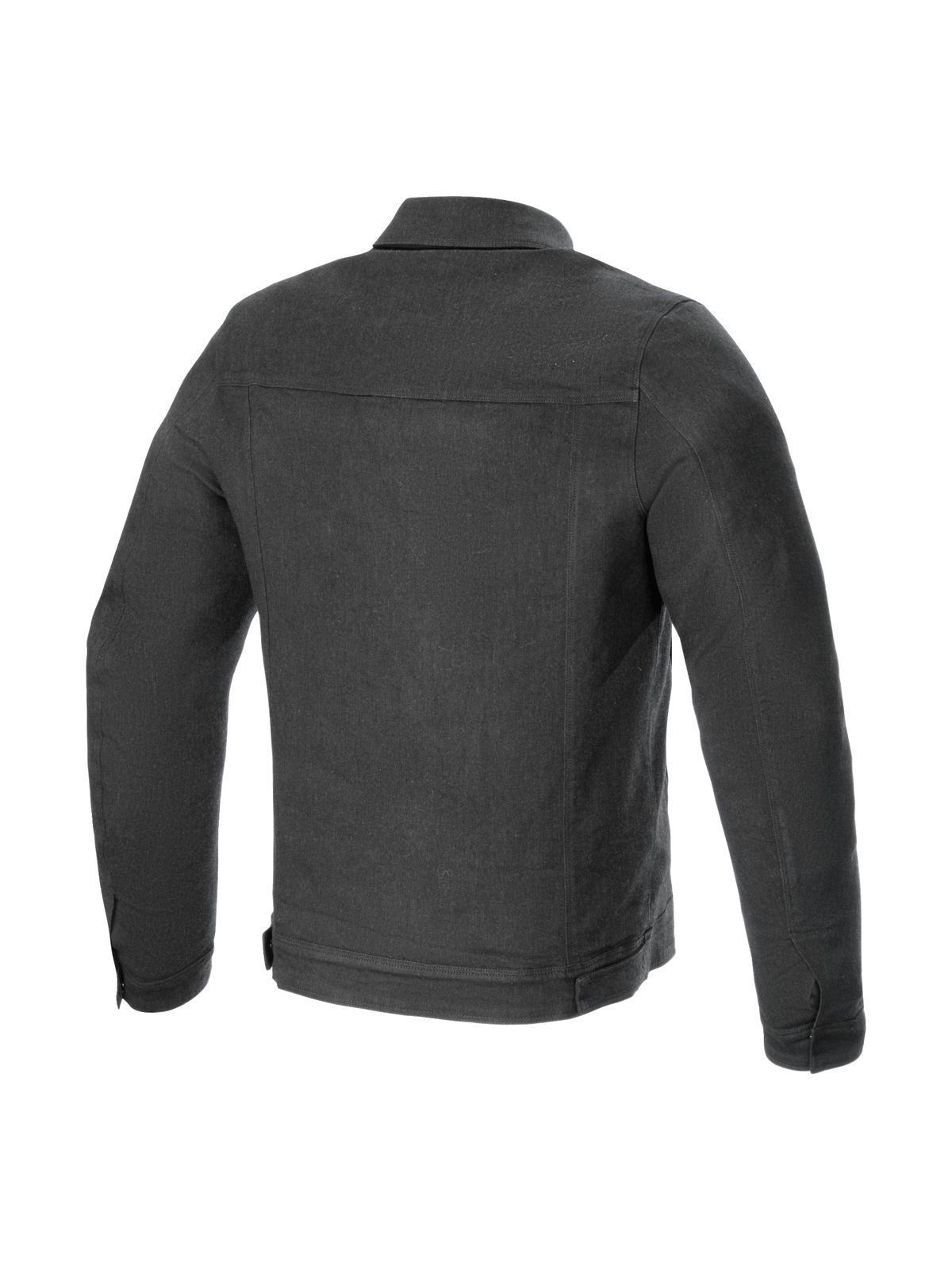 Alpinestars Garage Jacket, casaco de moto urbano para homem em denim cinzento fumado, vista traseira, Tech-Air Ready.