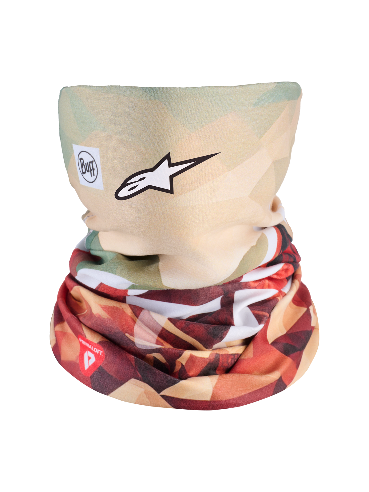 Alpinestars Buff Peaks Primaloft Neck Tube, gola de moto para o tempo frio, castanha e vermelha, isolamento PrimaLoft, conforto elástico em 4 Direções