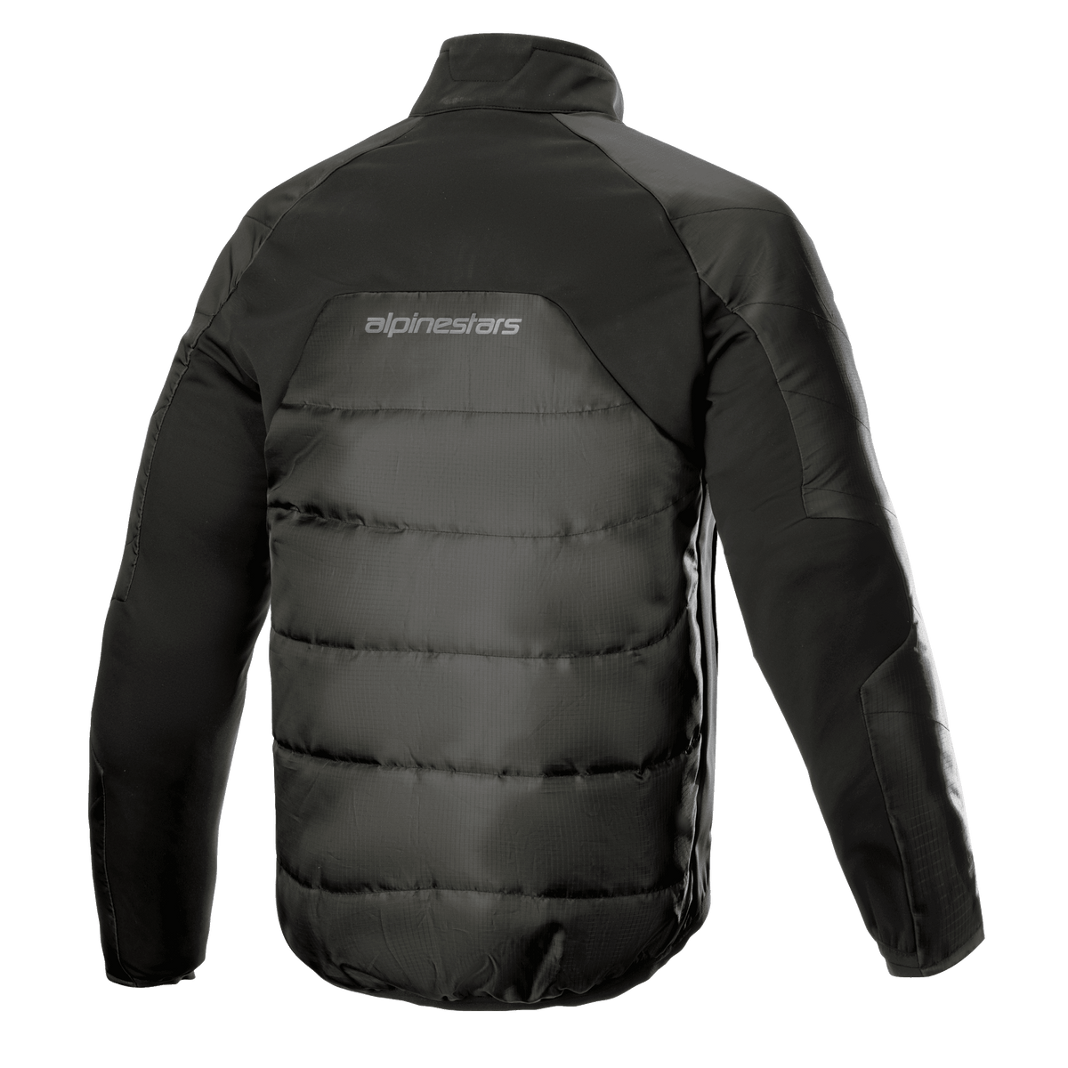 Alpinestars AMT Thermal Liner, Black Thermal Mid-layer Jacket, Rear view featuring quilted 3L Ripstop construction, PrimaLoft insulation, and Alpinestars branding on the upper back