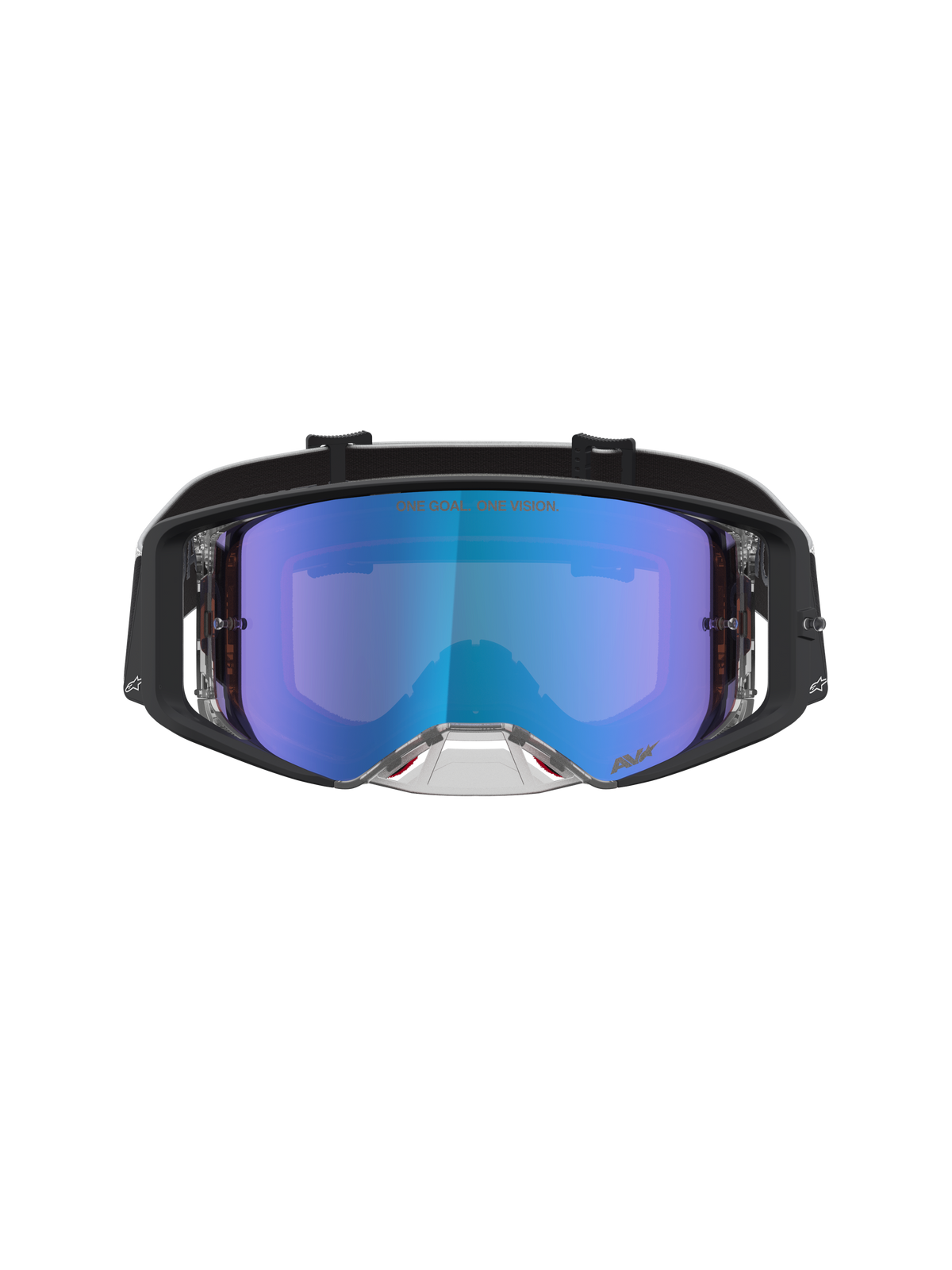 Alpinestars Óculos Supertech Atrox para motocross, pretos com lente azul espelhada antiembaciamento