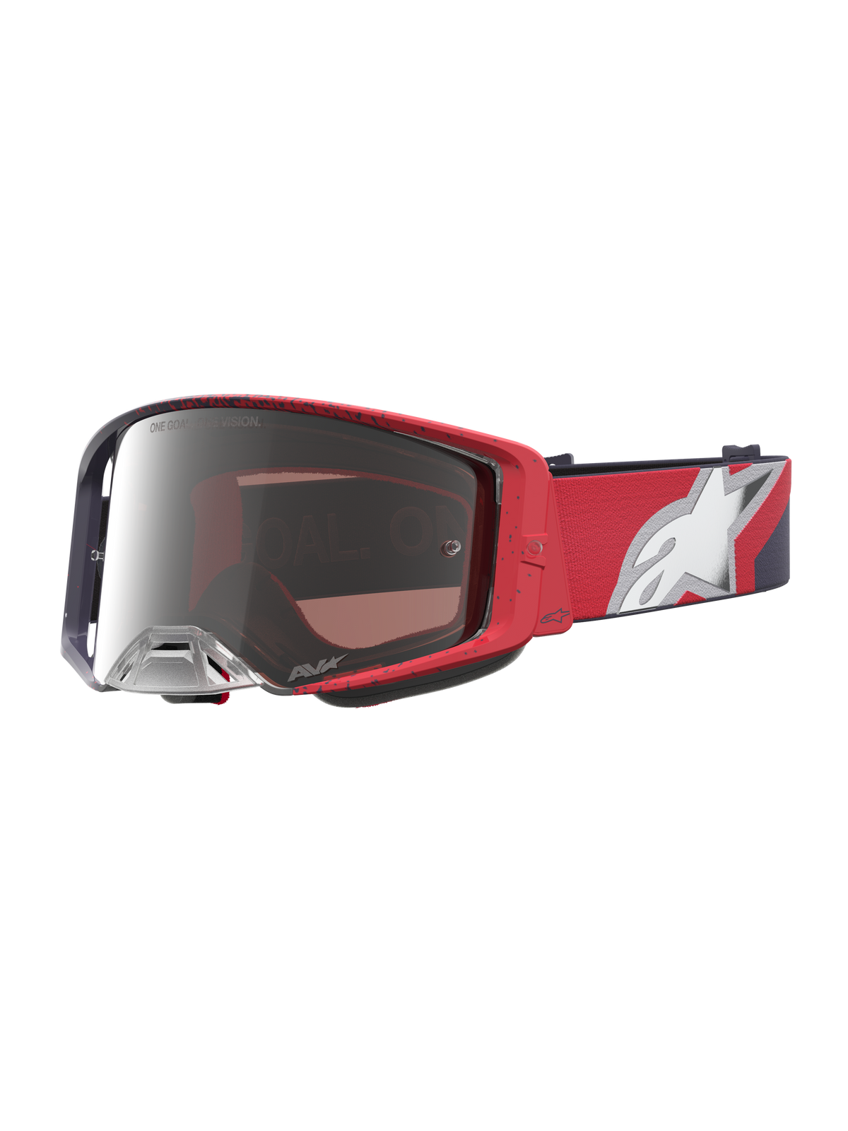 Alpinestars Supertech Hiten, óculos de motocross em vermelho e preto, lente prateada espelhada para alto desempenho