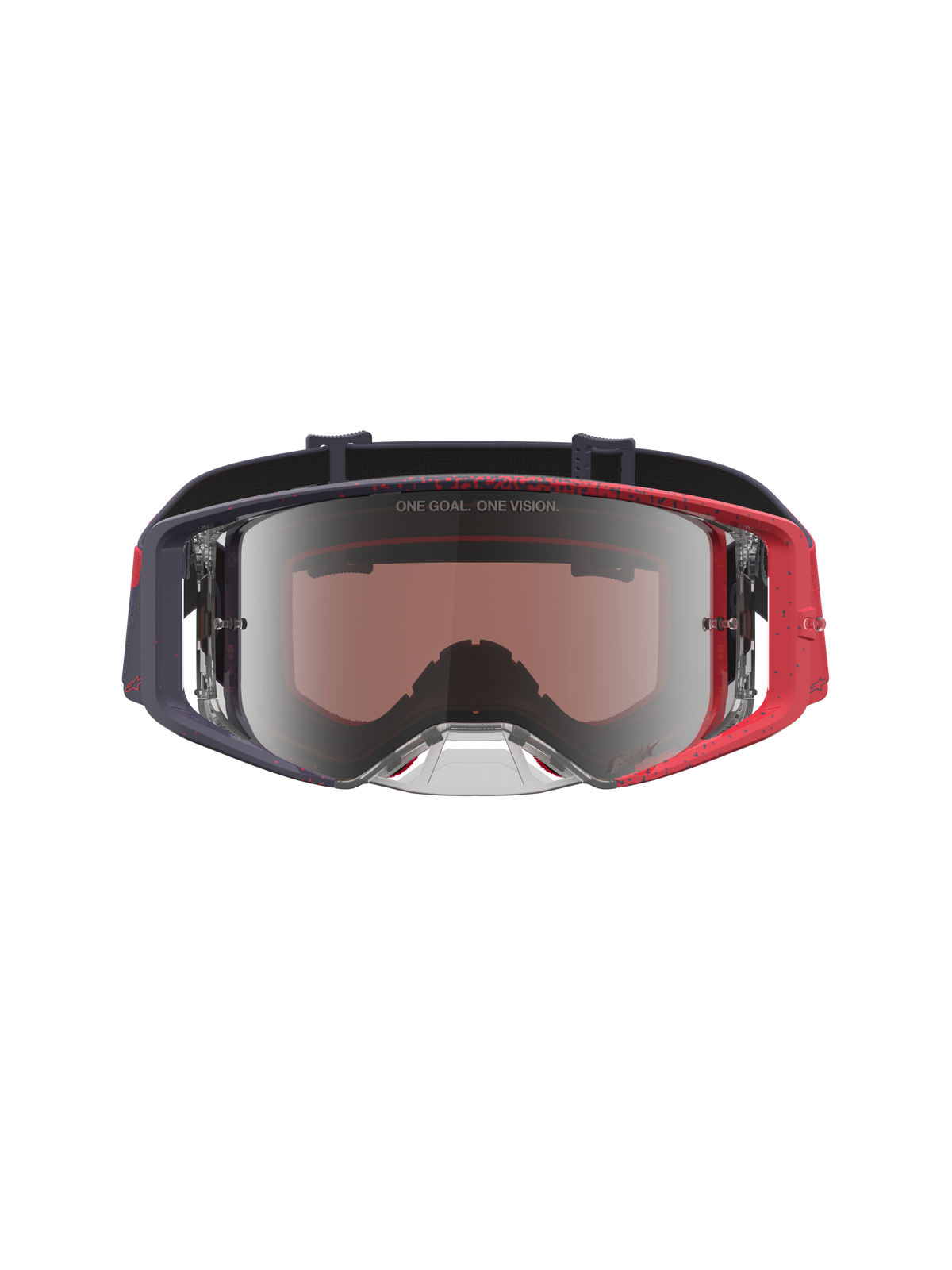 Alpinestars Supertech Hiten, óculos de motocross em preto e vermelho com lente prateada espelhada para todo-o-terreno