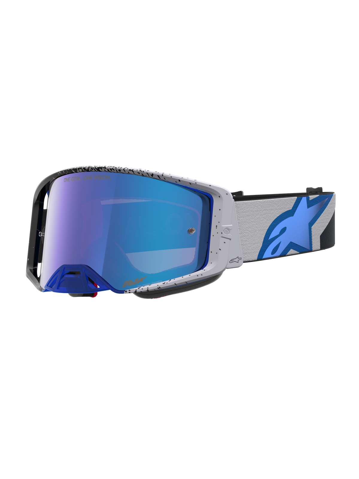 Alpinestars Óculos Supertech Hiten, óculos de motocross profissionais, cinzentos e azuis, com lentes espelhadas
