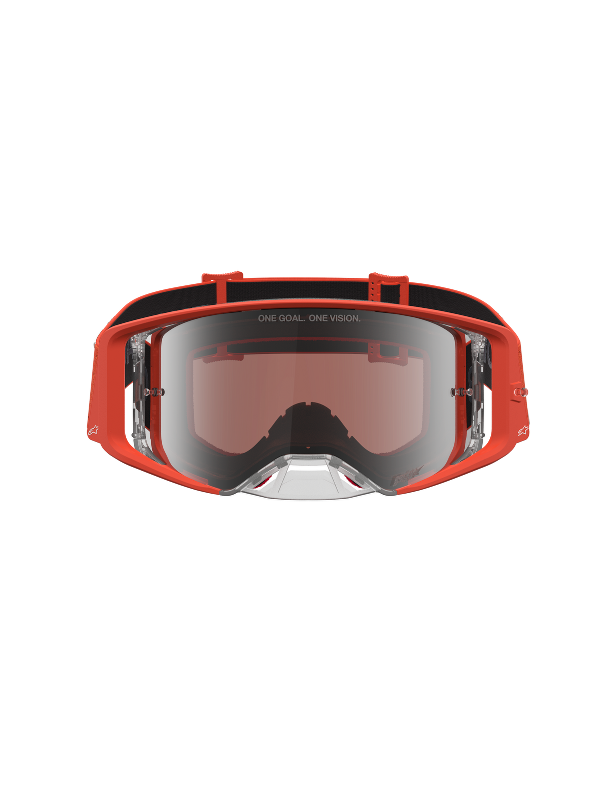 Óculos Supertech Vesta da Alpinestars para motocross, armação laranja e lente prateada espelhada, equipamento de elite para todo-o-terreno e corridas