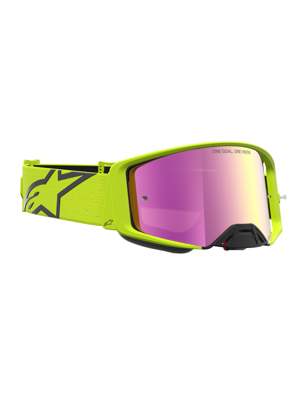 Óculos Alpinestars Supertech Vesta para motocross, unissexo, armação amarelo fluo e preto com lente rosa espelhada