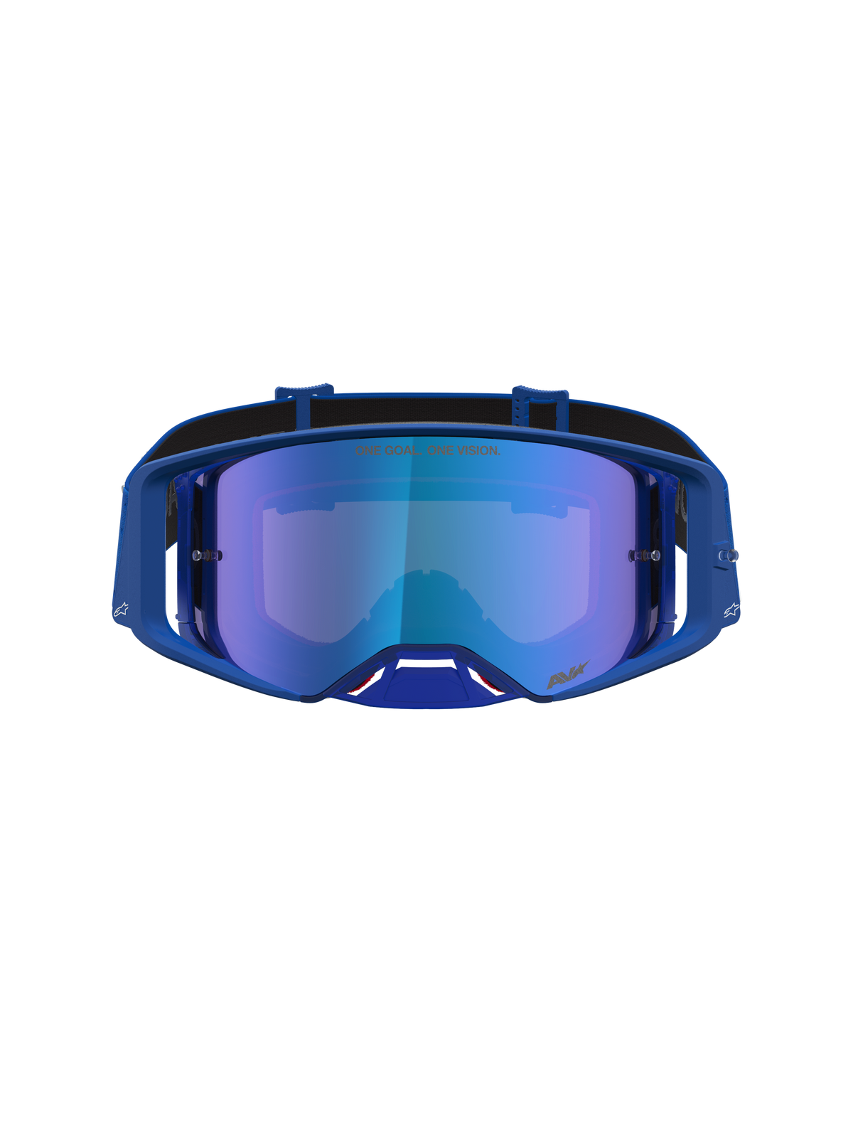 Alpinestars Supertech Vesta, óculos de motocross azuis com lente azul espelhada e armação ergonómica para todo-o-terreno