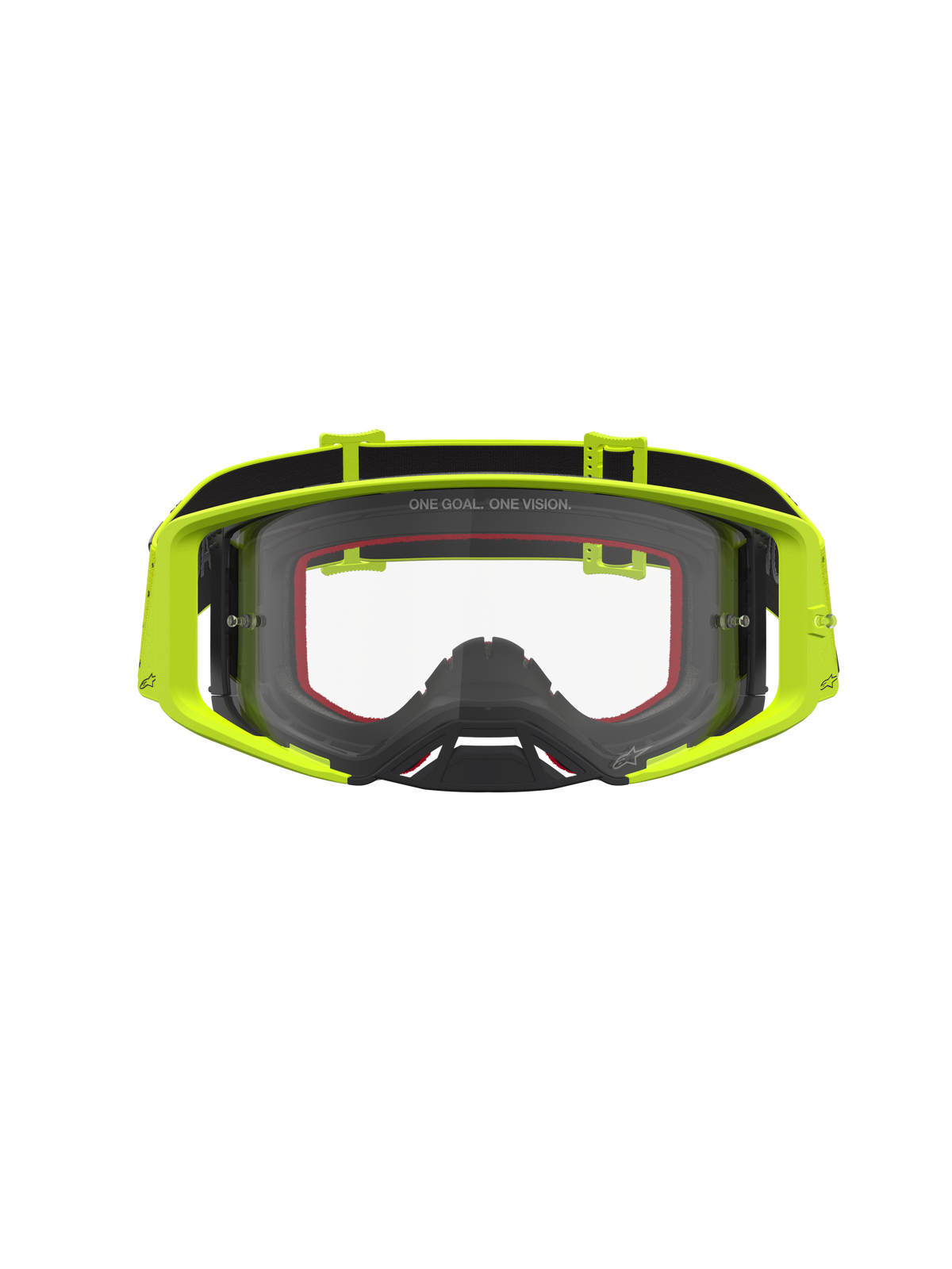 Alpinestars Supertech Vesta, óculos de motocross, amarelos fluorescentes e pretos, lente transparente antiembaciamento.