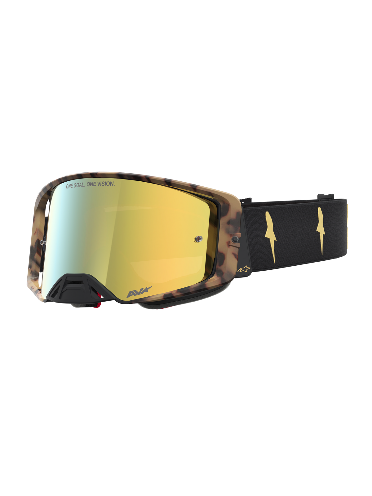 Alpinestars Supertech LE Zona Goggle, óculos de motocross com lentes espelhadas douradas, preto e castanho, óticas de alta qualidade e design de edição limitada