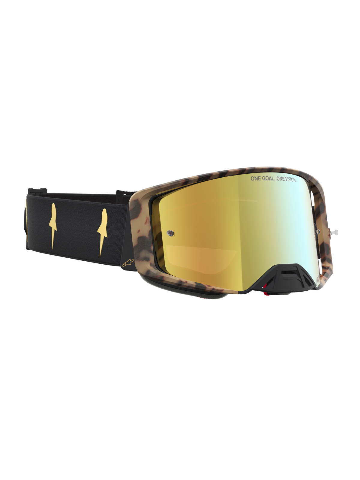 Alpinestars Supertech Zona, óculos de todo-o-terreno e motocross, preto e castanho com lente espelhada dourada, design de edição limitada