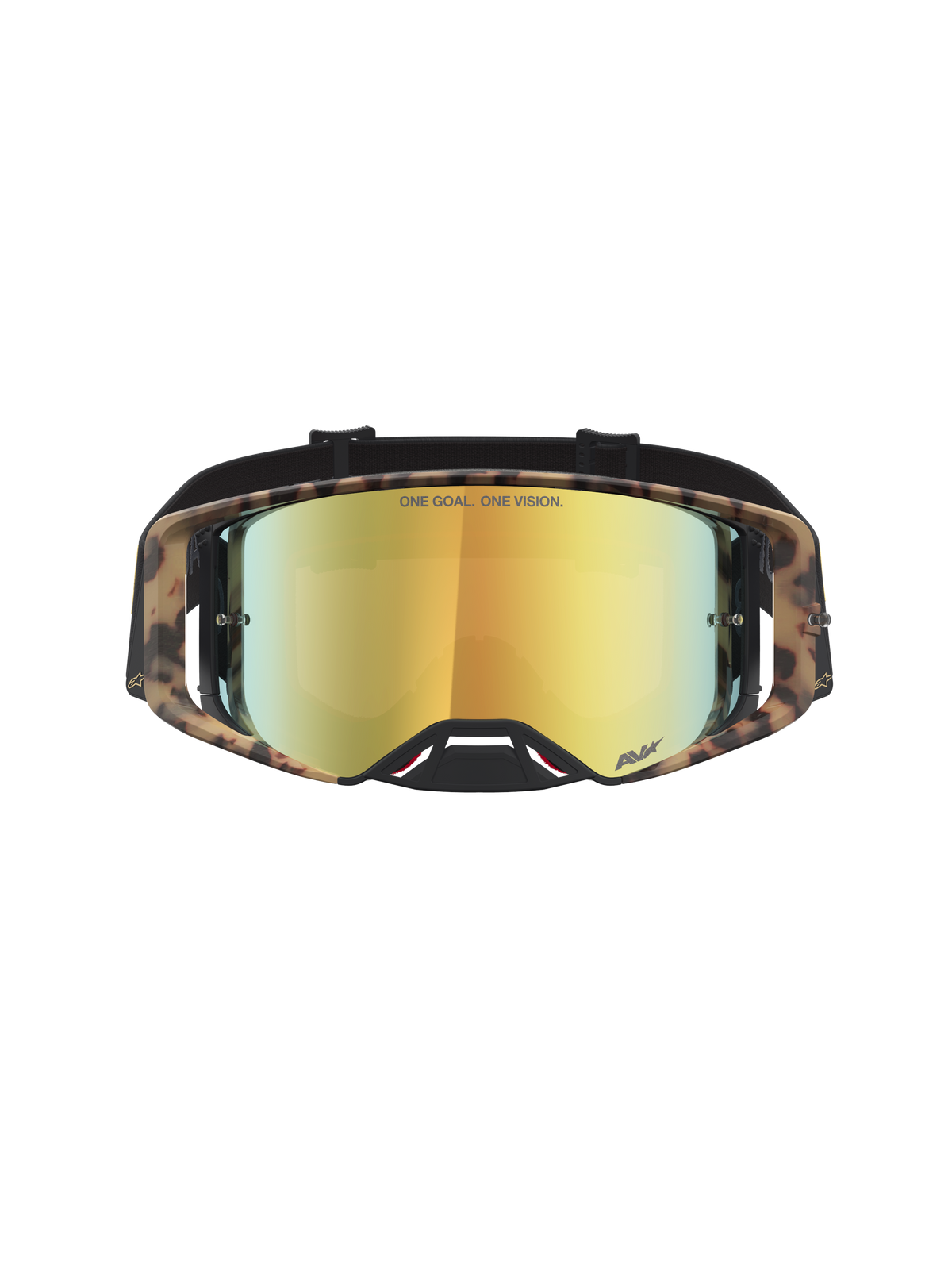 Alpinestars Supertech LE Zona óculos de motocross, pretos e castanhos com lente dourada espelhada, excelente clareza ótica e arquitetura de armação testada em campeonato