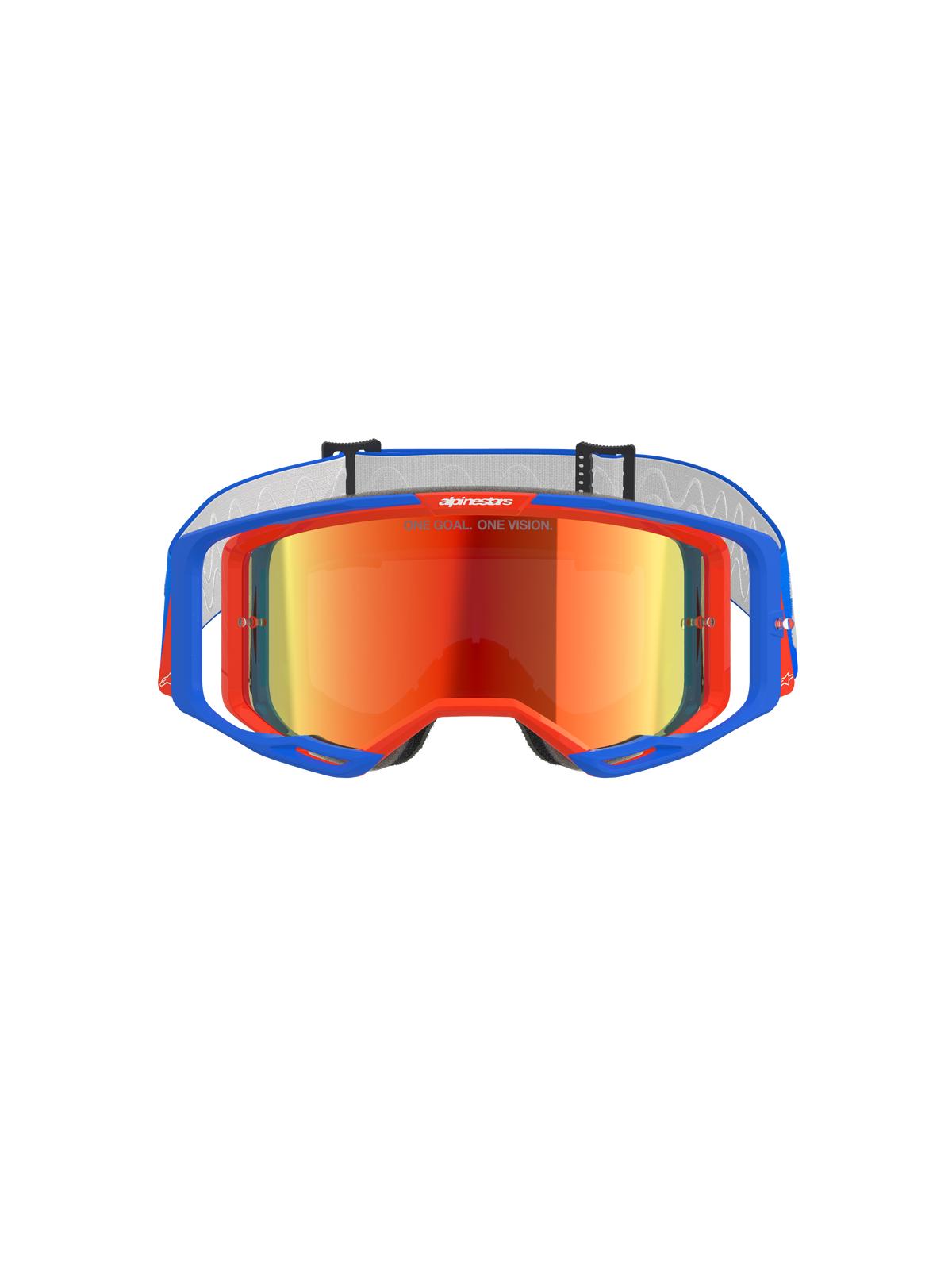 Óculos Alpinestars Vision 8 Wordmark, óculos de motocross, azul e laranja com lente espelhada vermelha, com um amplo campo de visão e armação A-FLEX de alto desempenho para corridas todo-o-terreno