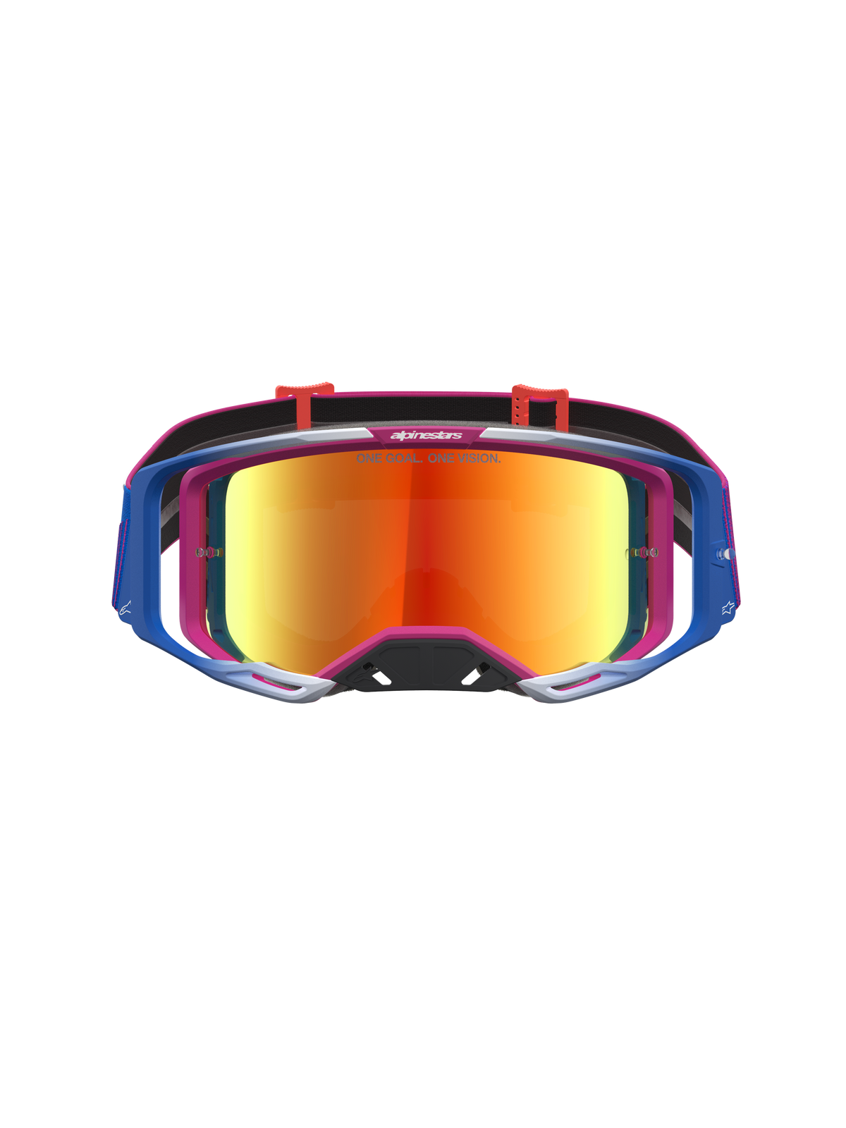 Alpinestars Vision 8 Maven, óculos de motocross, vermelhos e pretos com lente espelhada vermelha e armação A-FLEX flexível.