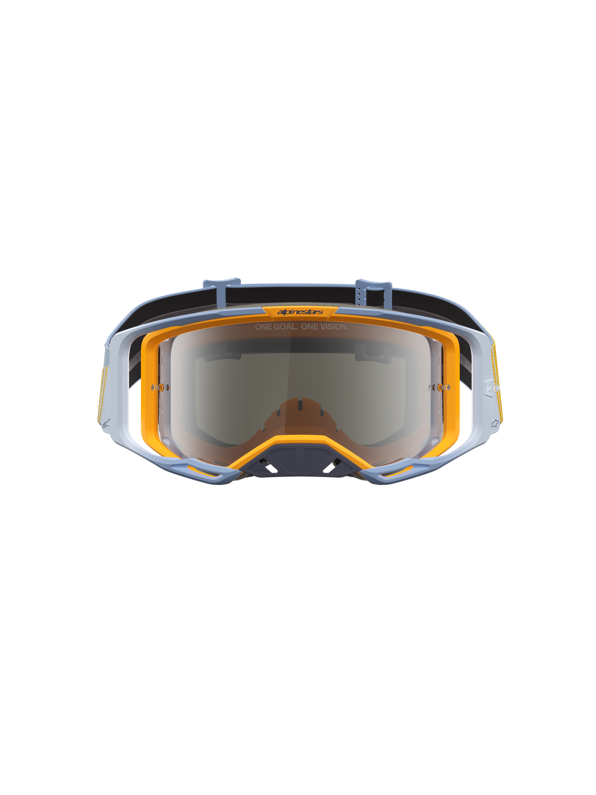 Alpinestars óculos Vision 8 Maven, óculos de motocross para corrida todo-o-terreno, azuis e laranja, lente espelhada prateada e sistema de ventilação RAM-AIR