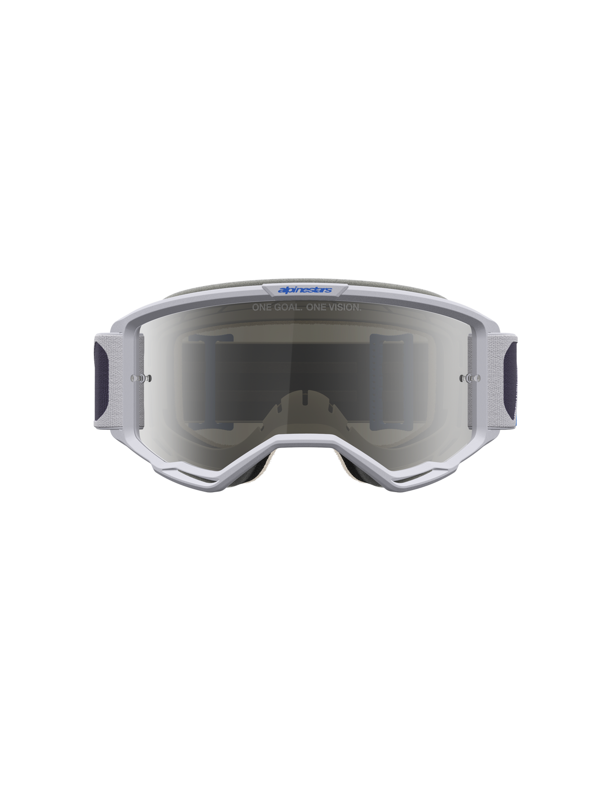 Alpinestars Vision 5 Drag, óculos de motocross para todo-o-terreno, lilás claro e azul, lente prateada espelhada, ventilação RAM-AIR e armação A-FLEX
