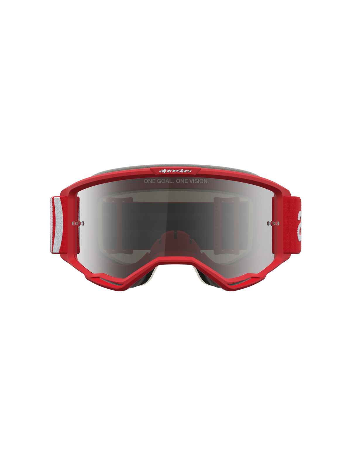 Alpinestars Vision 5 Hone Goggles, Red and White Motocross Goggles with Mirror Silver Lens and RAM-AIR Venting.