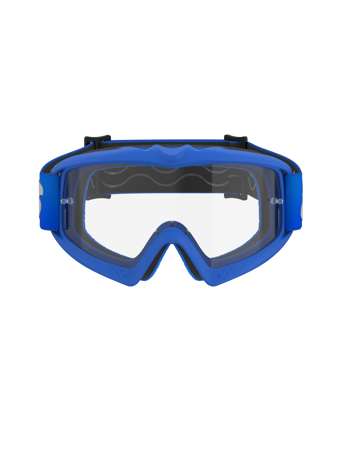 Alpinestars Vision Youth Blaze Goggles, óculos de motocross para jovens, armação azul com lente clara, com armação azul flexível A-FLEX, lente de policarbonato anti-embaciamento com postes para tear-off e correia tecida azul a condizer, concebidos para jovens pilotos e corridas off-road