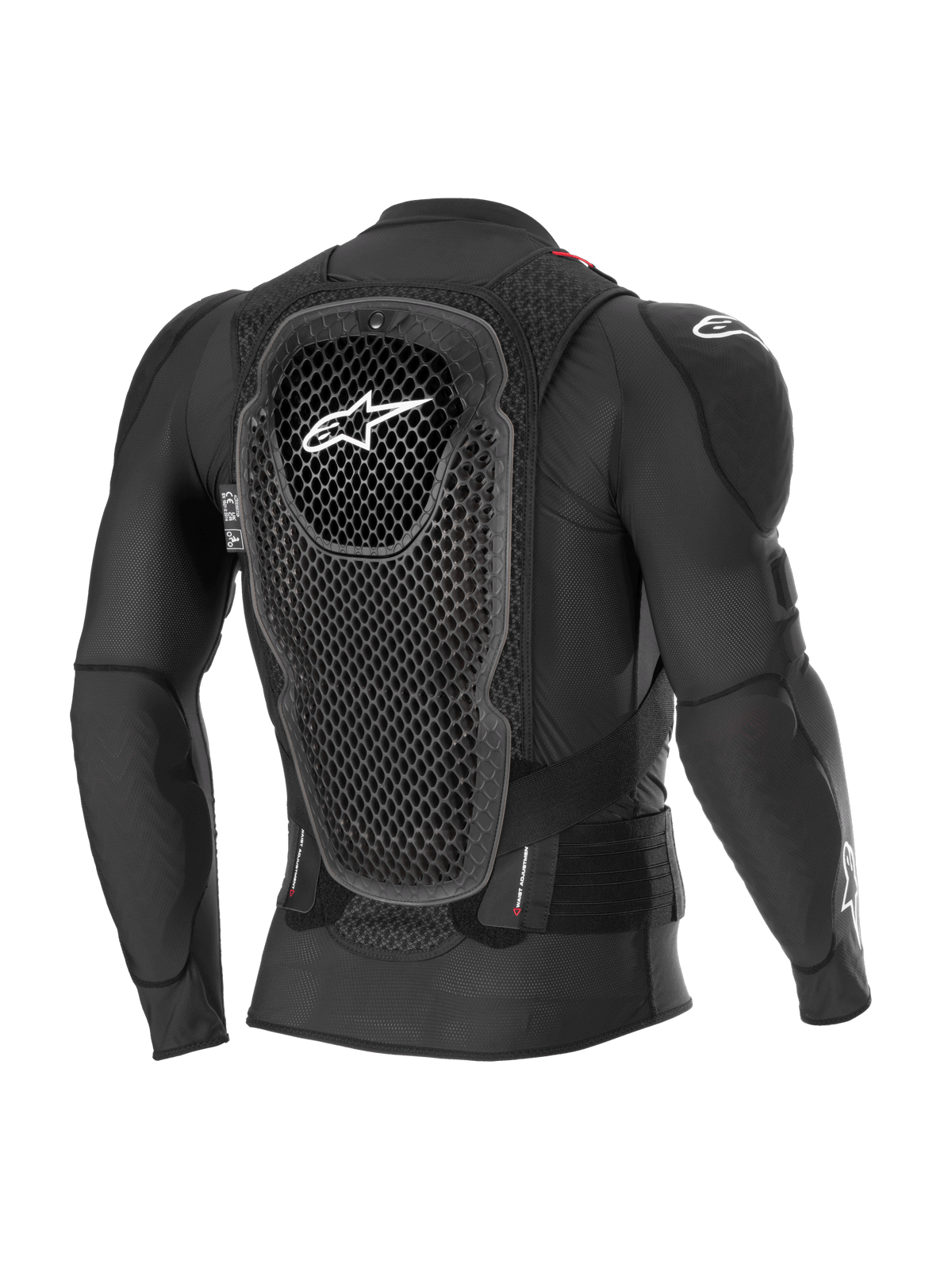 Alpinestars Bionic Pro V3 Plasma Protection Jacket, preto, vista traseira realçando o protetor de costas com tecnologia Cell, chassis em malha respirável e proteção de ombro integrada, equipamento de proteção para motocross