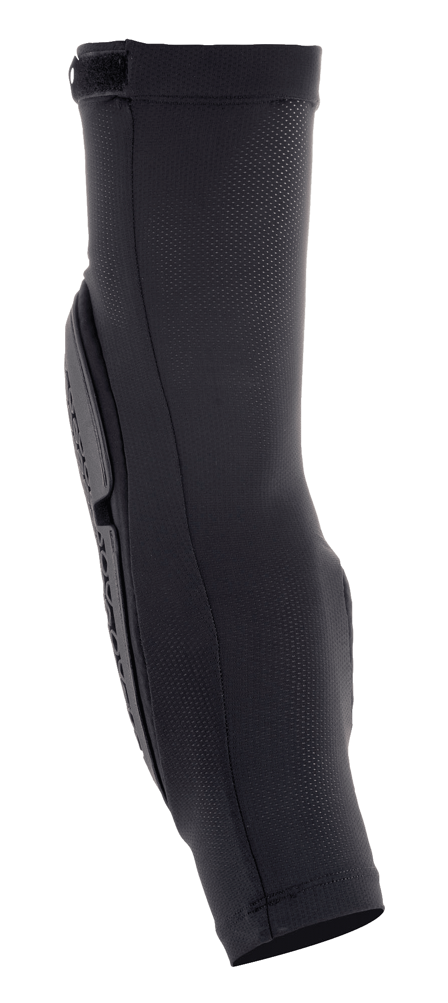 Alpinestars Bionic Flex Elbow Protector, protetor de cotovelo para motocross, preto, vista de perfil lateral, manga em malha elástica respirável, placa de proteção ergonomicamente perfilada, design de fácil colocação para proteção contra impactos