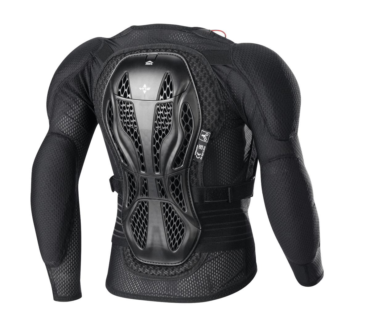Alpinestars Youth Bionic Action V2 Protection Jacket, preto, vista traseira, com protetor de costas de triplo segmento Cell Technology, tecido de malha altamente ventilado, proteções integradas de ombros e cotovelos, equipamento de proteção para jovens em condução fora de estrada