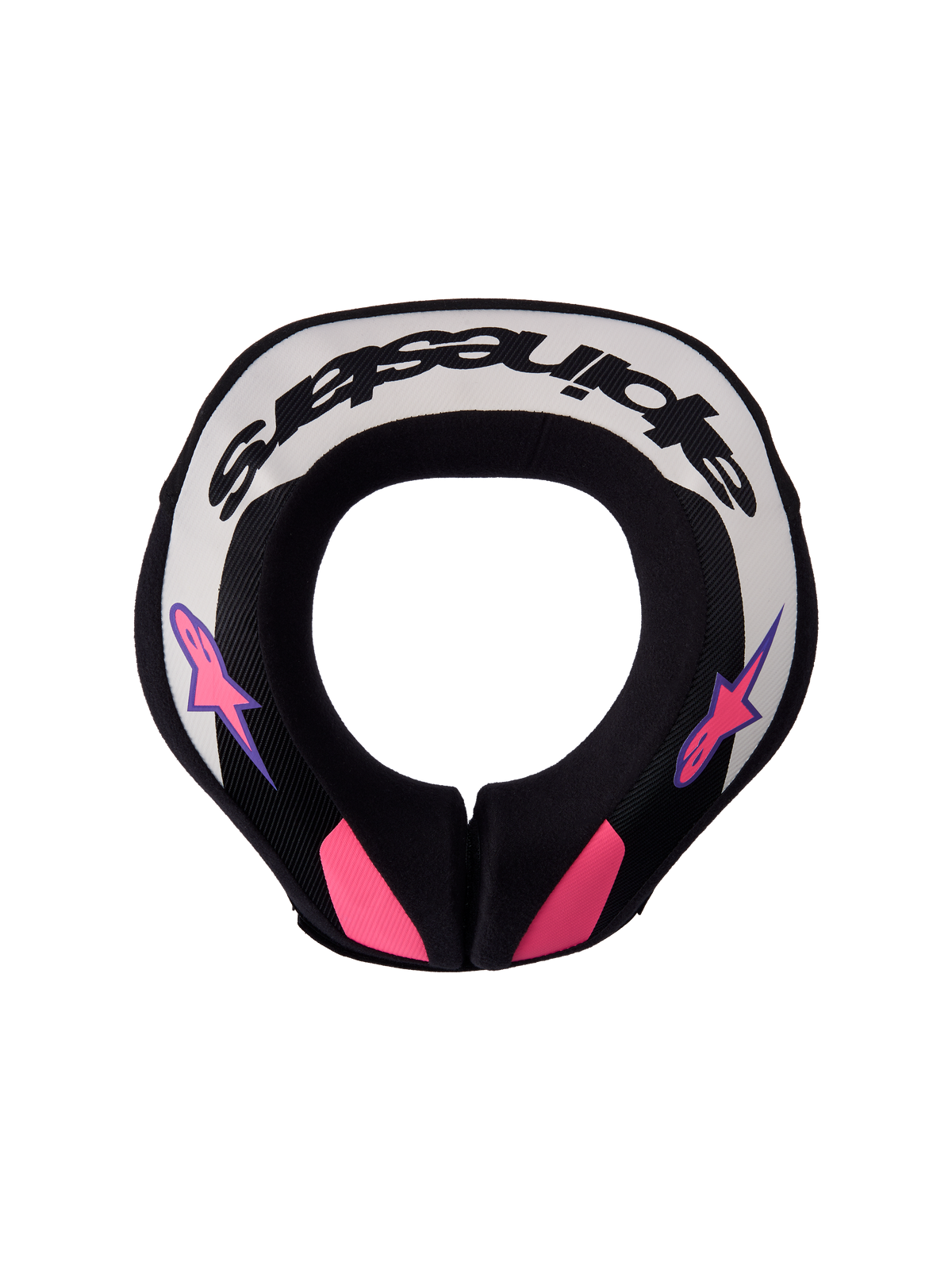 Protetor de pescoço Alpinestars Sequence Jovem, proteção de motocross em preto, cinzento-claro e roxo para jovens pilotos.