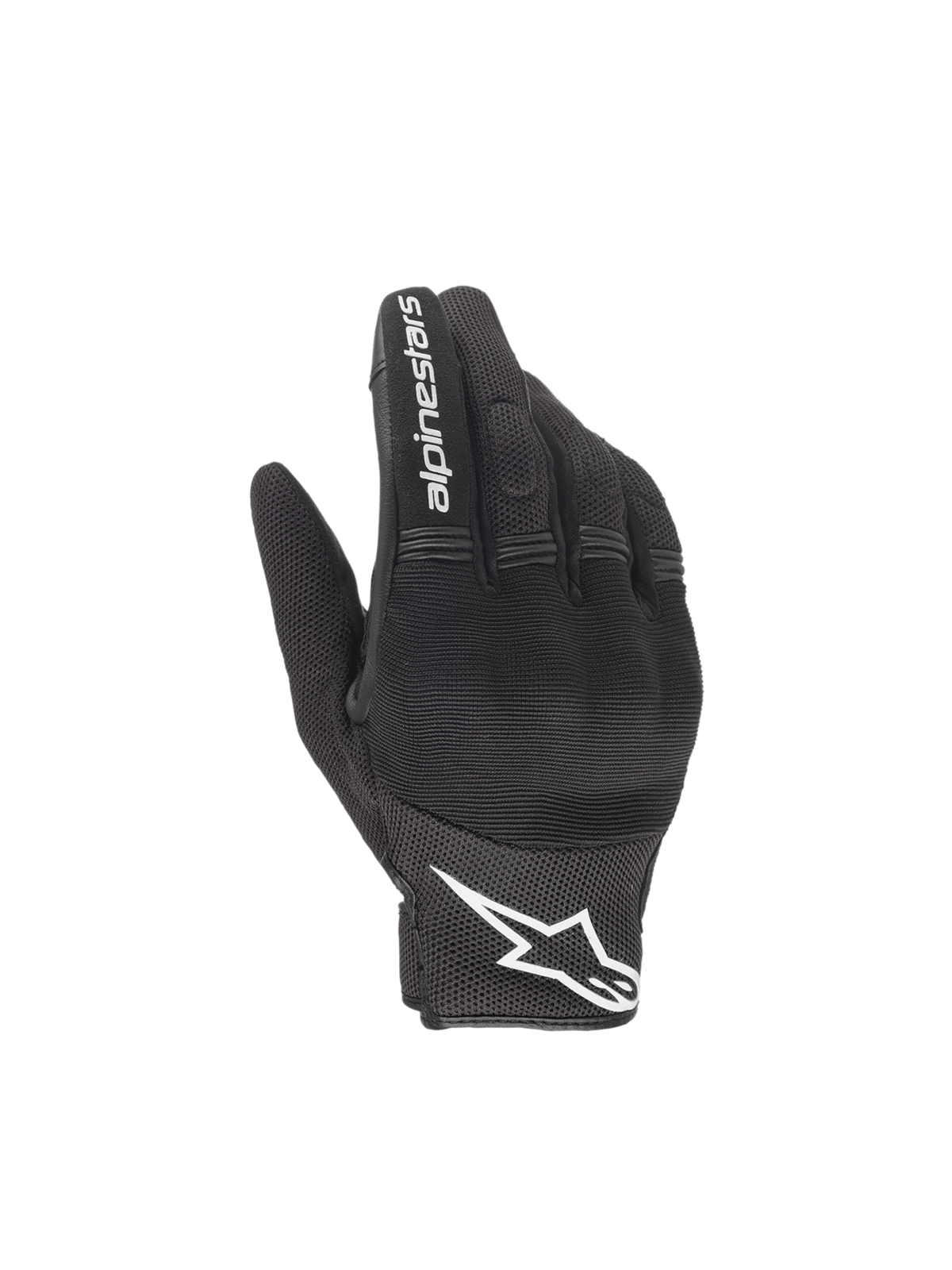 Alpinestars Luvas Copper, luvas de moto urbanas para homem, pretas e brancas, malha têxtil leve com proteção nos nós dos dedos.