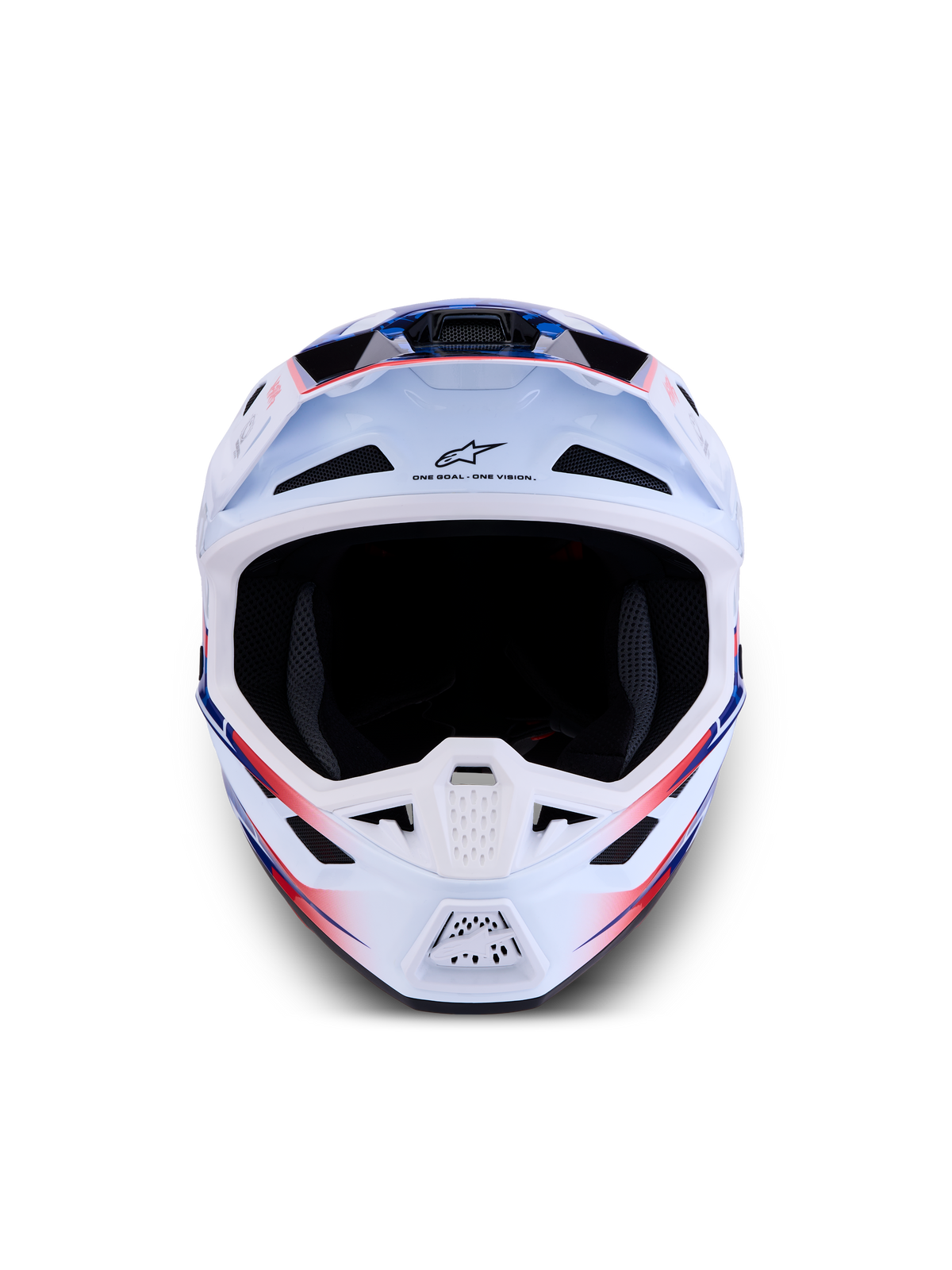 Alpinestars capacete S-M7 Blaster ECE06, motocross, branco, azul e vermelho, acabamento brilhante