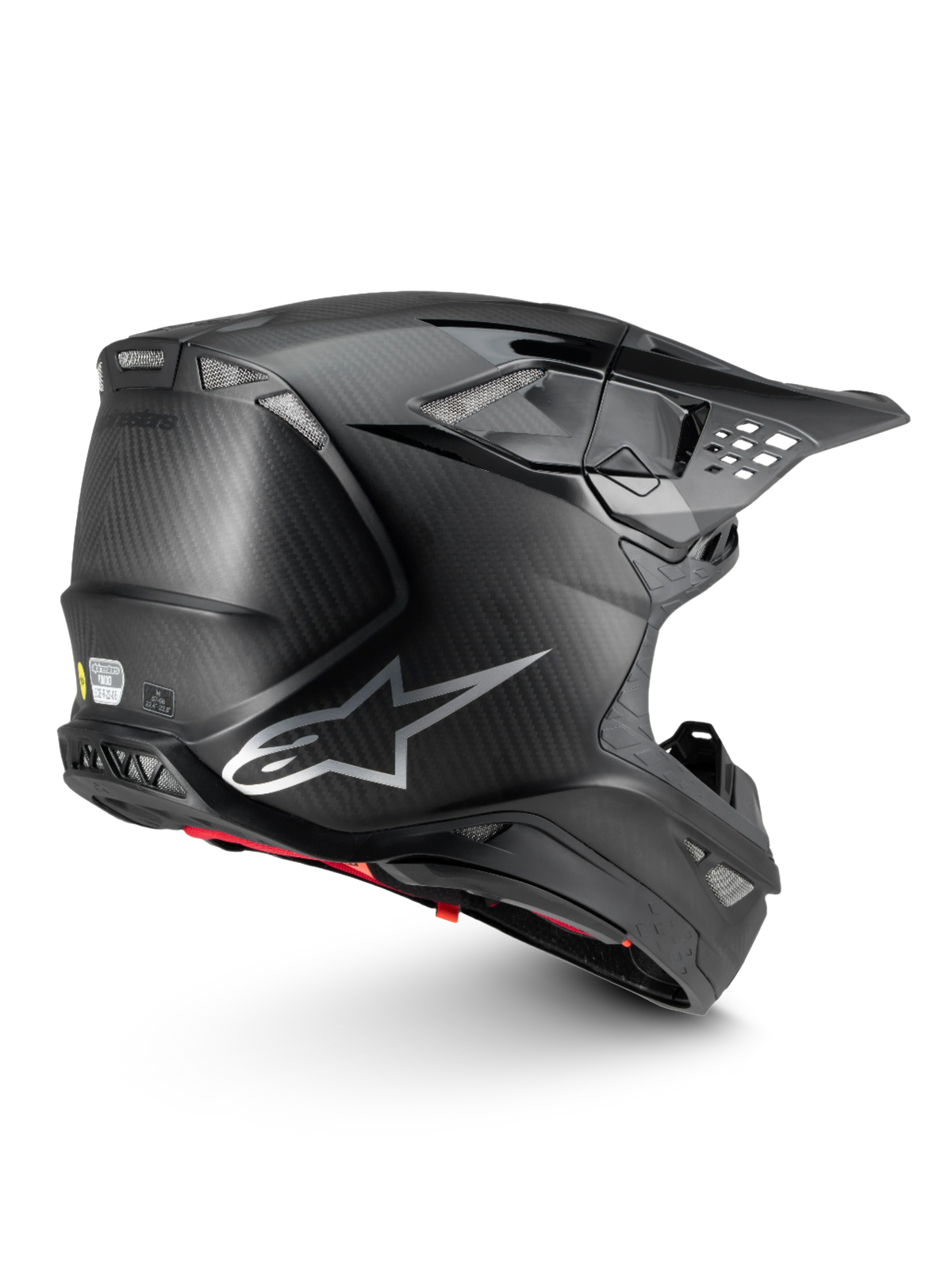 Alpinestars Supertech M10 Fame, capacete de motocross em carbono preto, fibra de carbono com MIPS e certificado ECE 22.06.