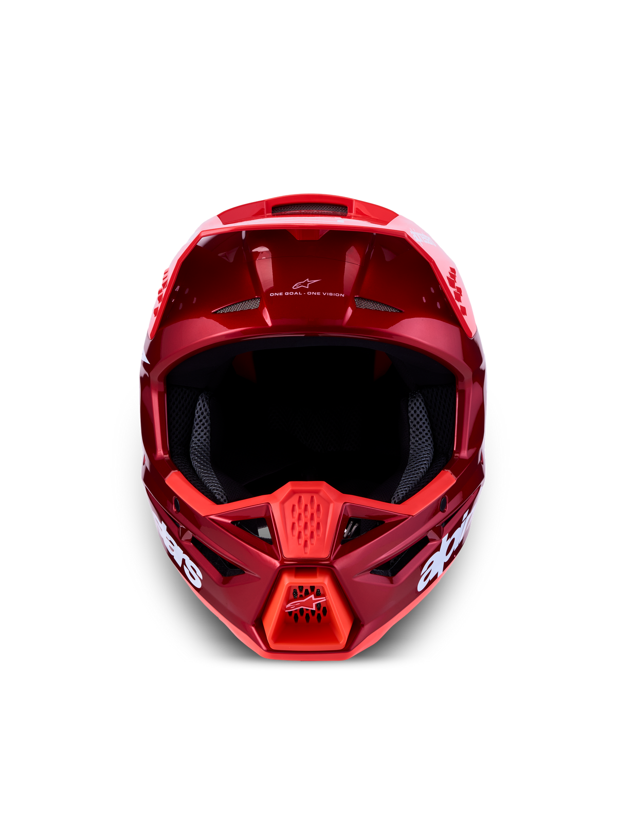 Alpinestars SM3 Radium, capacete de motocross vermelho e branco, certificado ECE 22.06, calota termo-injetada leve.