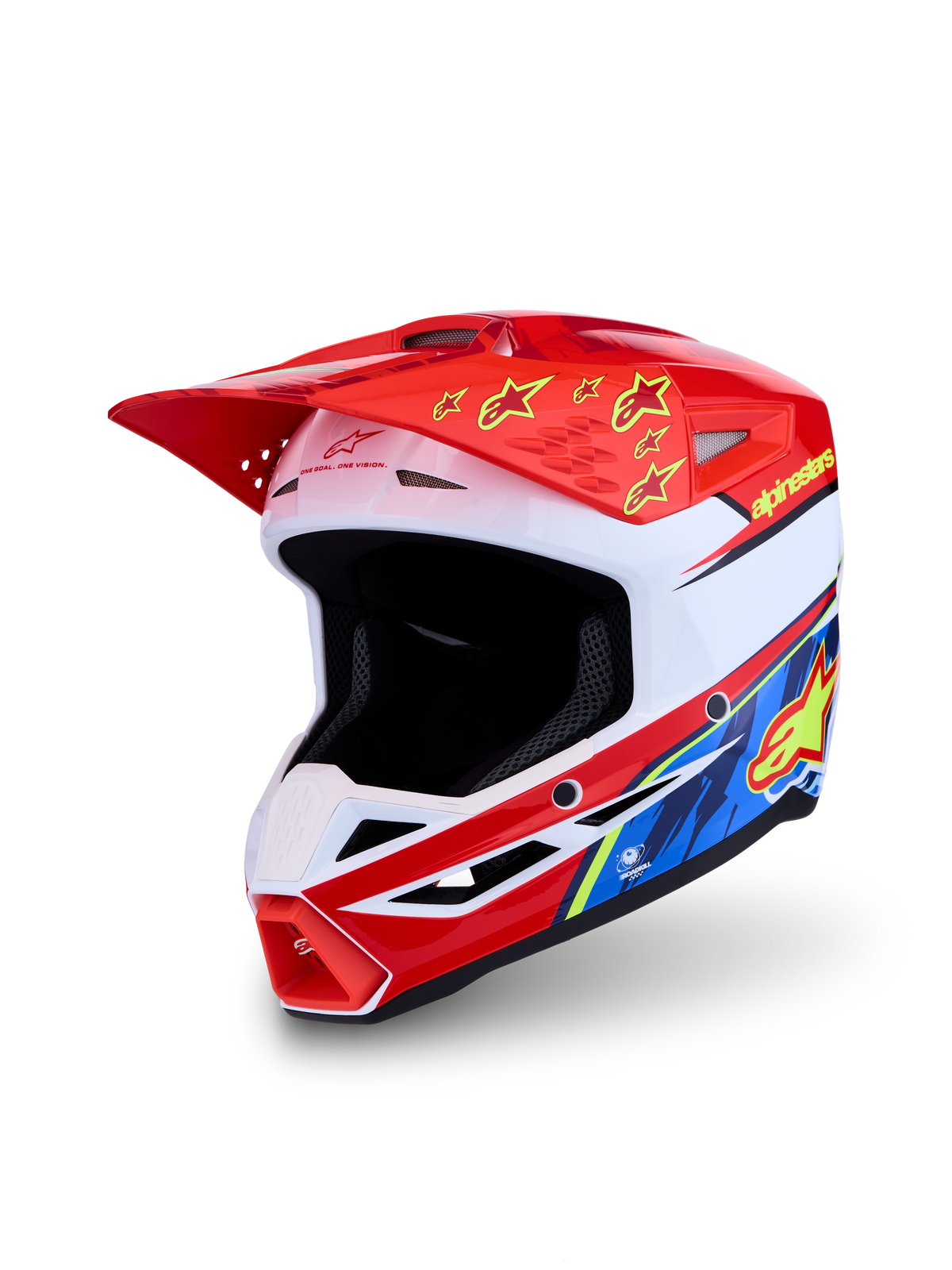 Alpinestars SM3 Falcon ECE06, capacete de motocross para todo-o-terreno, vermelho e branco, certificado ECE 2206, calota termo-injetada leve
