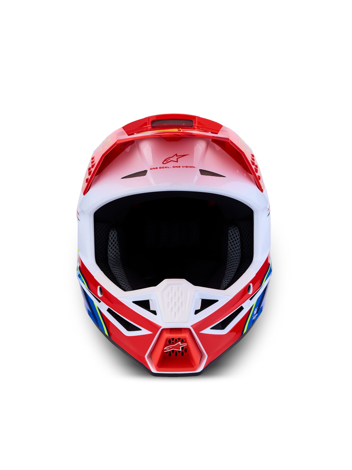 Alpinestars SM3 Falcon ECE06, capacete de motocross e todo-o-terreno, vermelho e branco, vista frontal, calota termo-injetada, certificado ECE 22.06