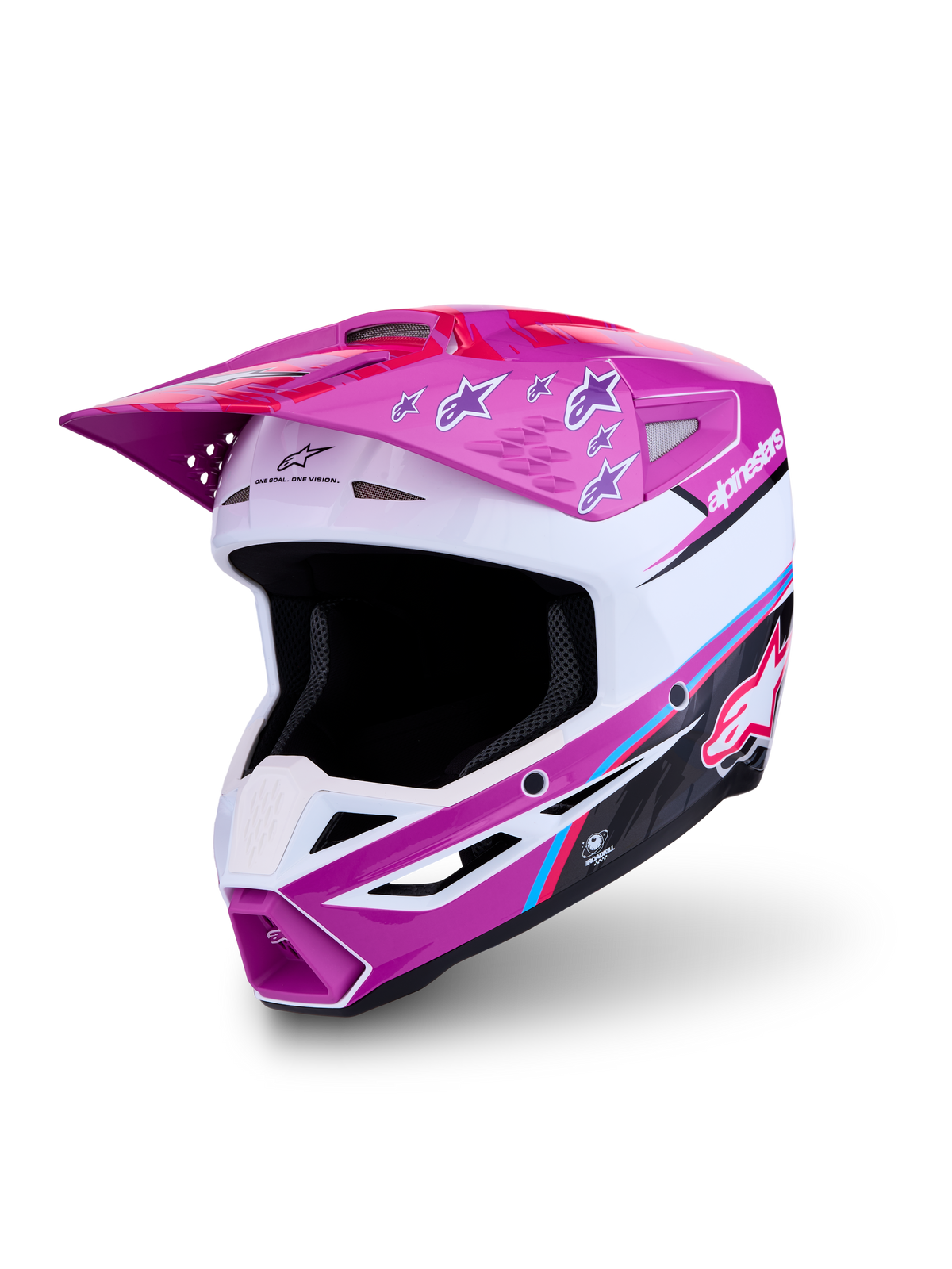 Alpinestars SM3 Falcon ECE06, capacete de motocross e enduro, roxo e branco, certificado ECE 22.06, calota avançada
