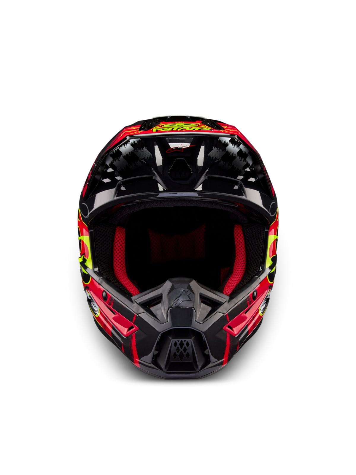 Alpinestars S-M5 Rash, capacete de motocross off-road, cinzento escuro e vermelho brilhante, carcaça ventilada, certificado ECE 22.06