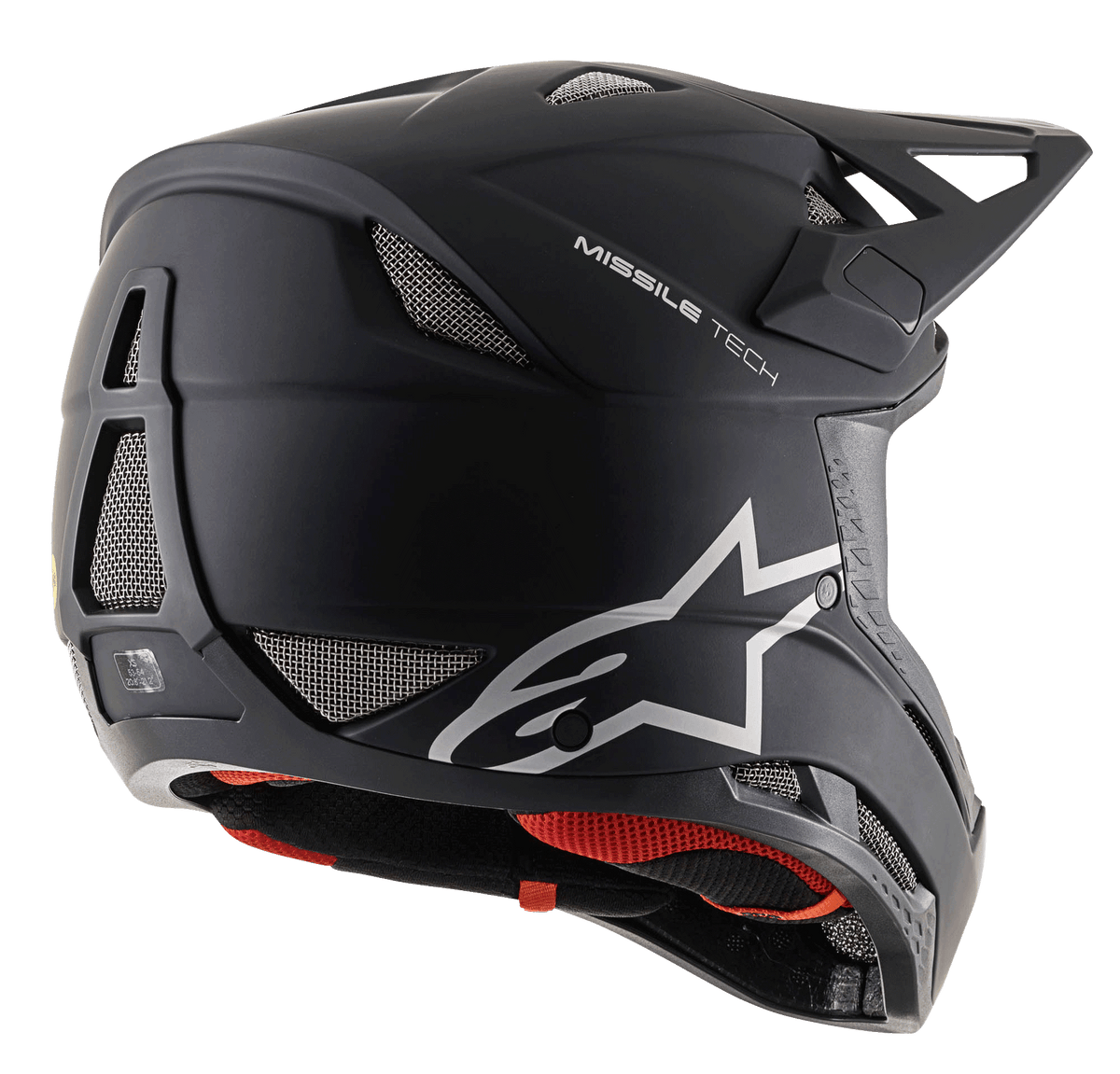 Capacete integral Missile Tech Solid para downhill MTB, preto mate com aberturas de malha e logótipo Alpinestars.