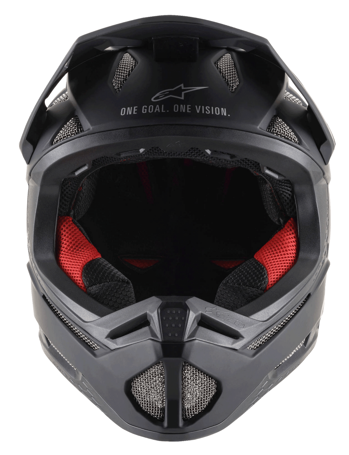 Capacete Missile Tech Solid em preto mate, integral de MTB com almofadas internas vermelhas e entradas de ar de alto fluxo.