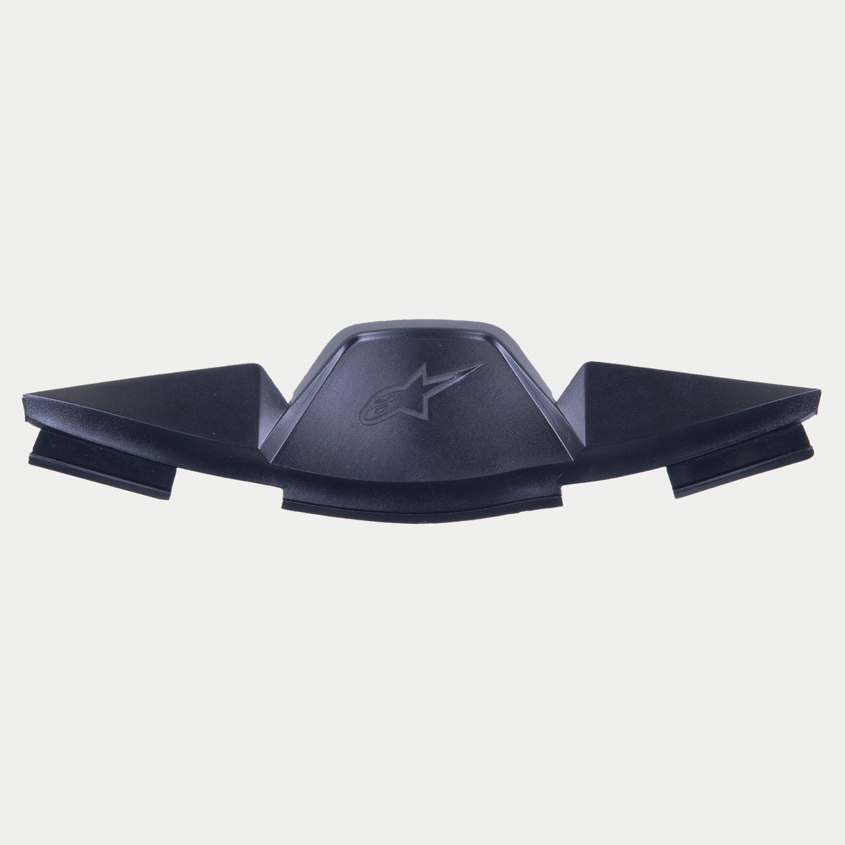 Alpinestars Supertech R10 Breath Deflector, acessório preto para capacete, com logótipo de estrela em relevo e design geométrico angular para gestão do fluxo de ar e redução do embaciamento da viseira