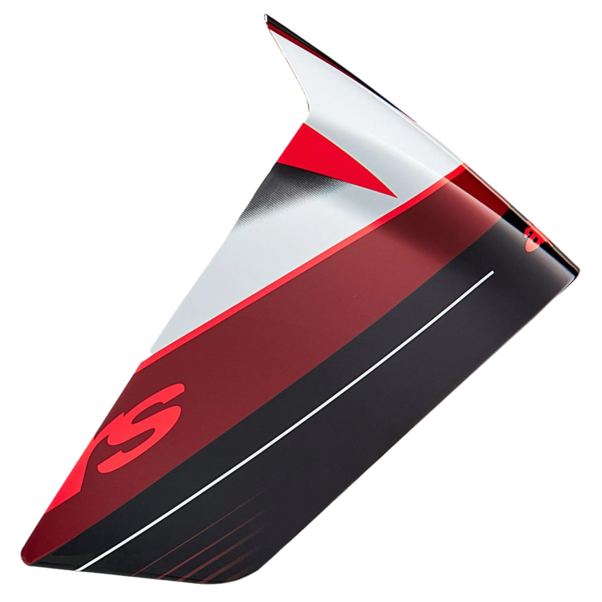 Alpinestars Supertech R10 Team Race Spoiler, acessório para capacete, preto carbono, vermelho e branco brilhante, peça de substituição aerodinâmica com gráficos angulares e perfil elegante