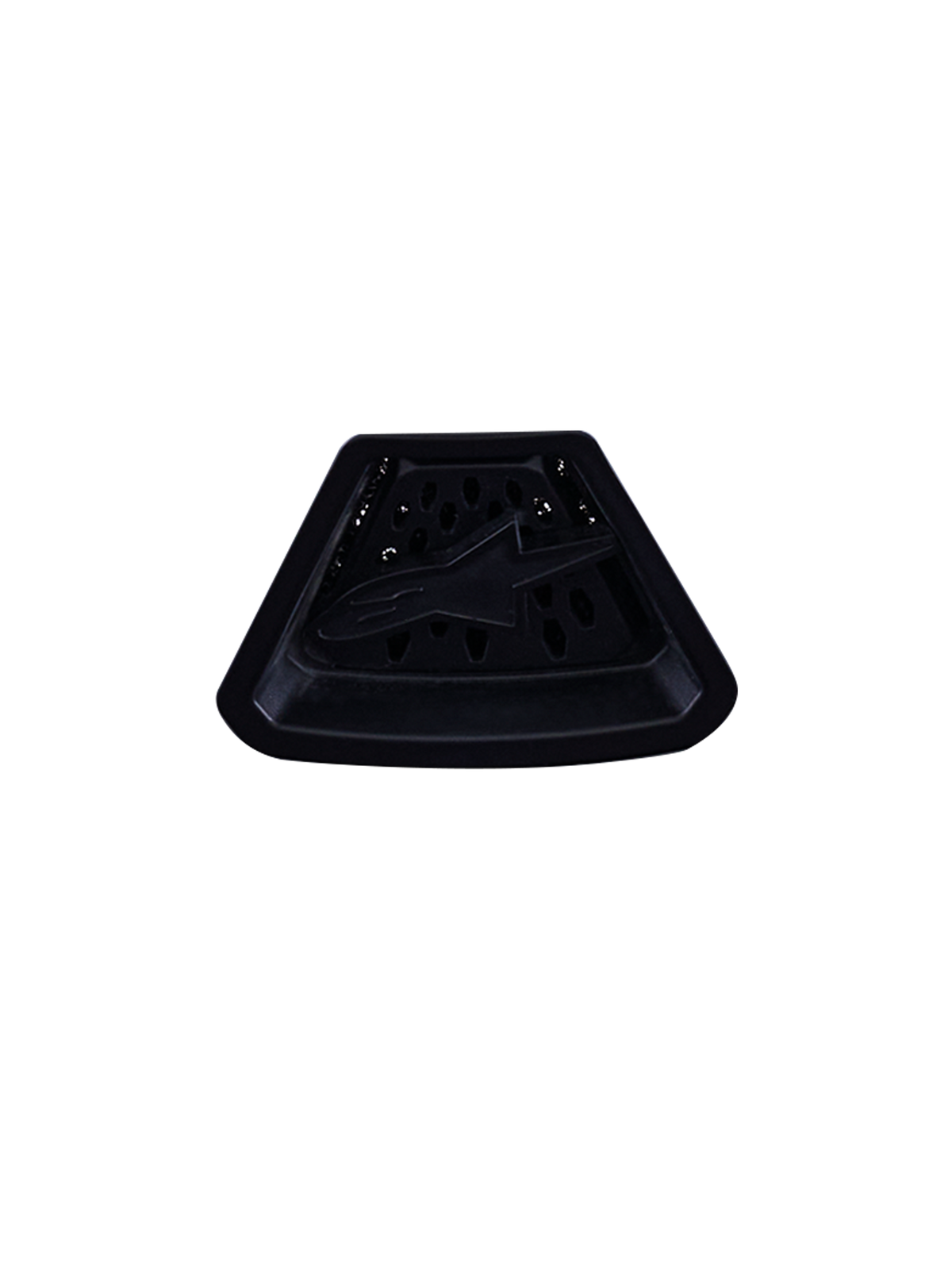 Alpinestars S-M7 Chin Vent, acessório para capacete, preto, componente plástico triangular com furos de ventilação perfurados e logótipo de estrela central em relevo, peça de substituição genuína para sistemas de fluxo de ar de capacetes de motocross