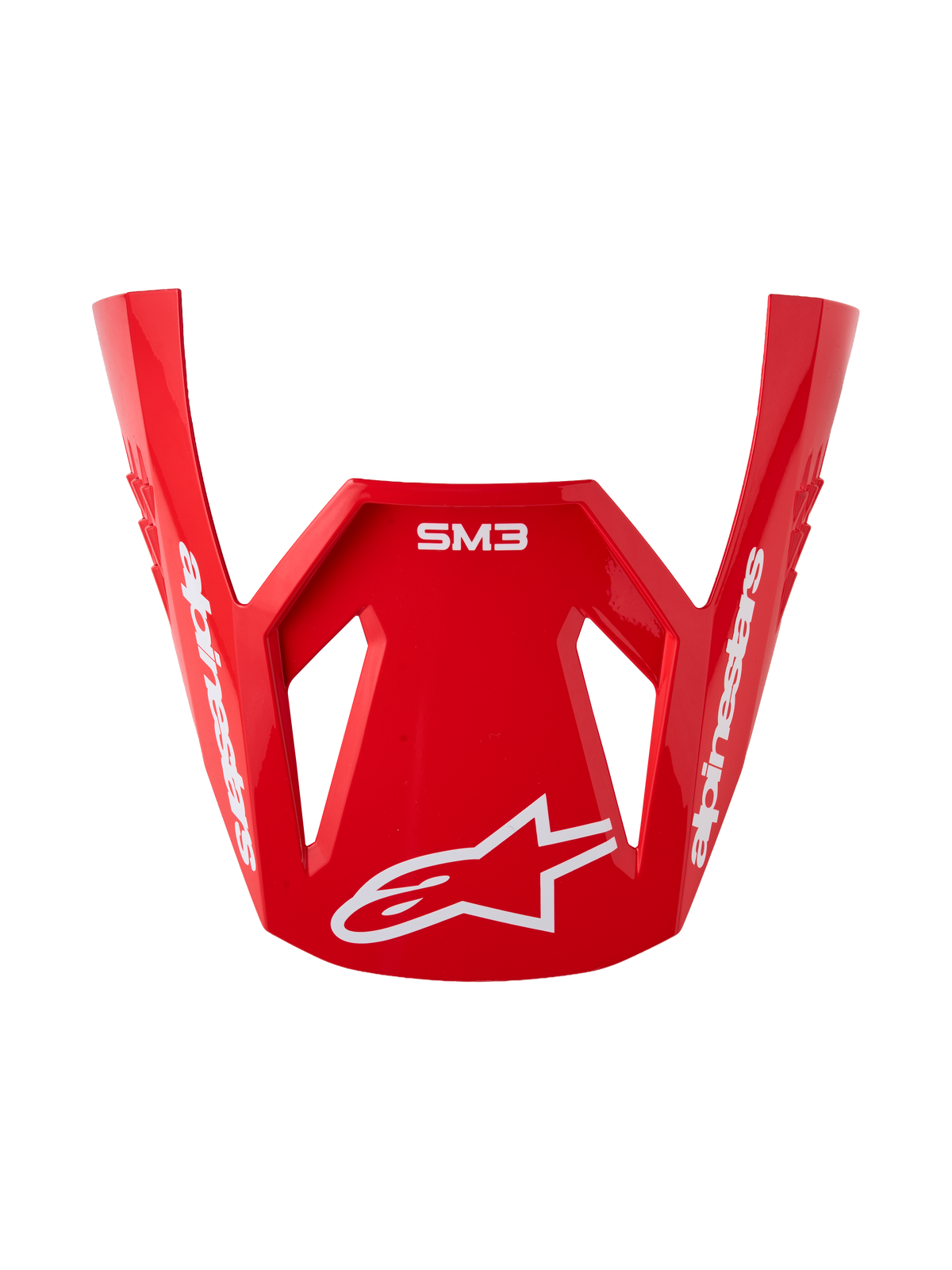 Alpinestars S-M3 Radium Visor, Motocross Helmet Replacement Accessory, Red and White Glossy Finish with White Logo.