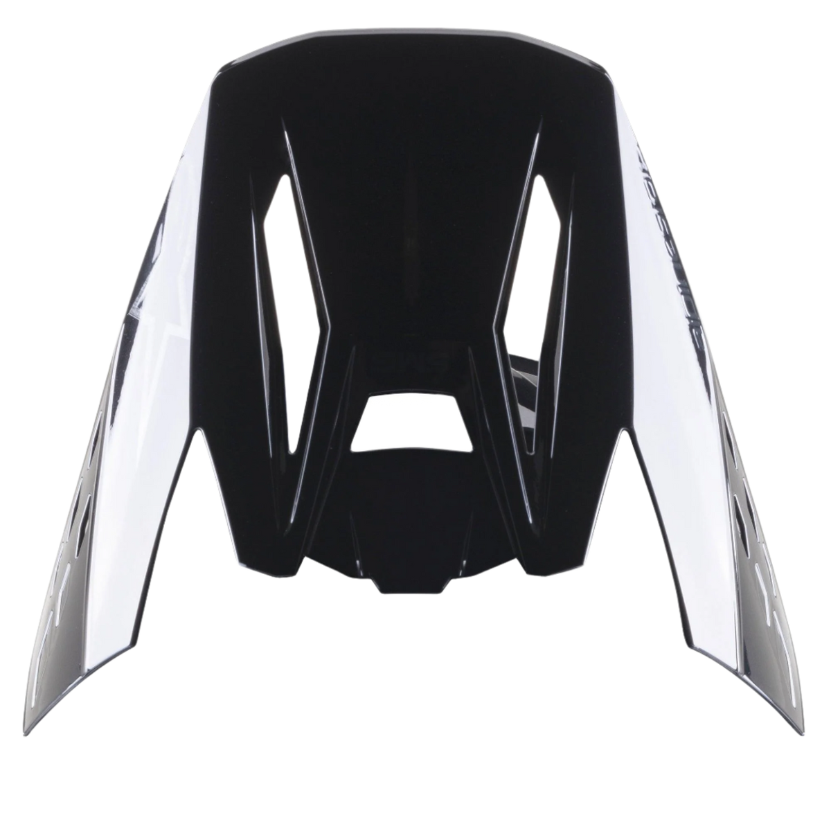 Alpinestars S-M5 Scout Visor, viseira de substituição para capacetes de motocross, acabamento preto e prateado de alto brilho, design aerodinâmico com aberturas de ventilação e logótipos laterais