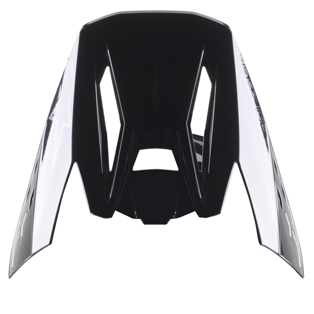 Alpinestars S-M5 Scout Helmet Visor, pala de substituição, preto e prateado brilhante, com aberturas aerodinâmicas e painéis laterais prateados com a marca, acabamento brilhante para capacetes de motocross e enduro