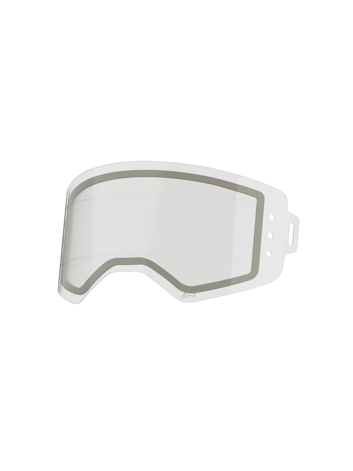 Alpinestars Supertech Dual Pane Roll Off Lens, lente de substituição transparente para óculos, com construção de painel duplo anti-embaciamento, vedação de neoprene cinzenta e linhas de deslizamento de silicone integradas para um desempenho suave do filme roll-off, fabricada em policarbonato resistente a impactos.