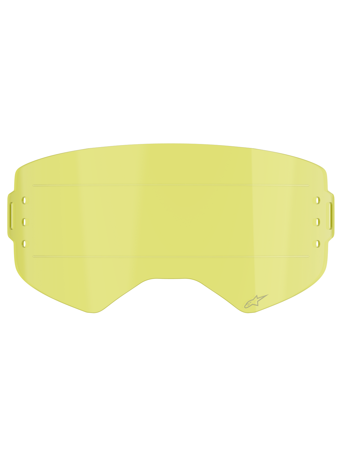 Alpinestars Supertech Roll Off Lens, acessório para óculos, tonalidade amarelo transparente, com linhas de deslizamento horizontais integradas e logótipo de estrela gravado, lente de substituição para óculos de motocross e todo-o-terreno