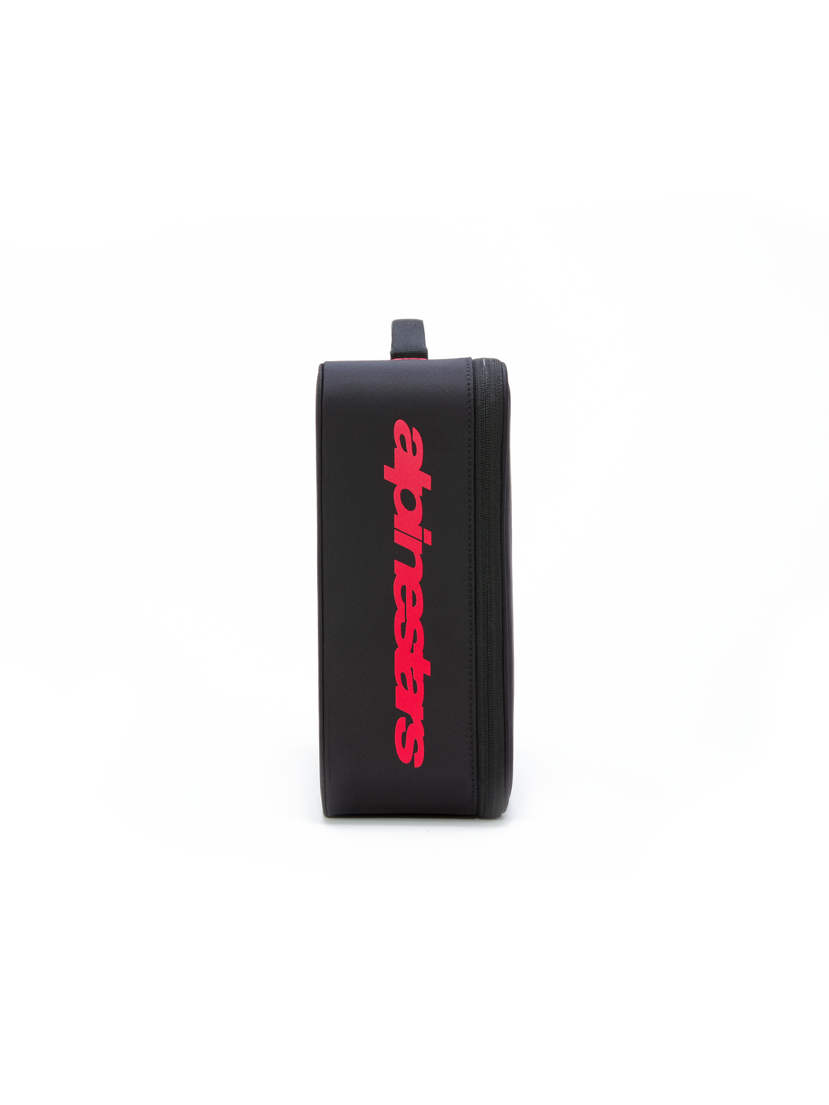 Estojo para Óculos Alpinestars Supertech Vision, acessório para óculos de motocross, preto com logótipo vermelho vertical de grandes dimensões, estojo de armazenamento retangular estruturado com fecho de correr e pega acolchoada