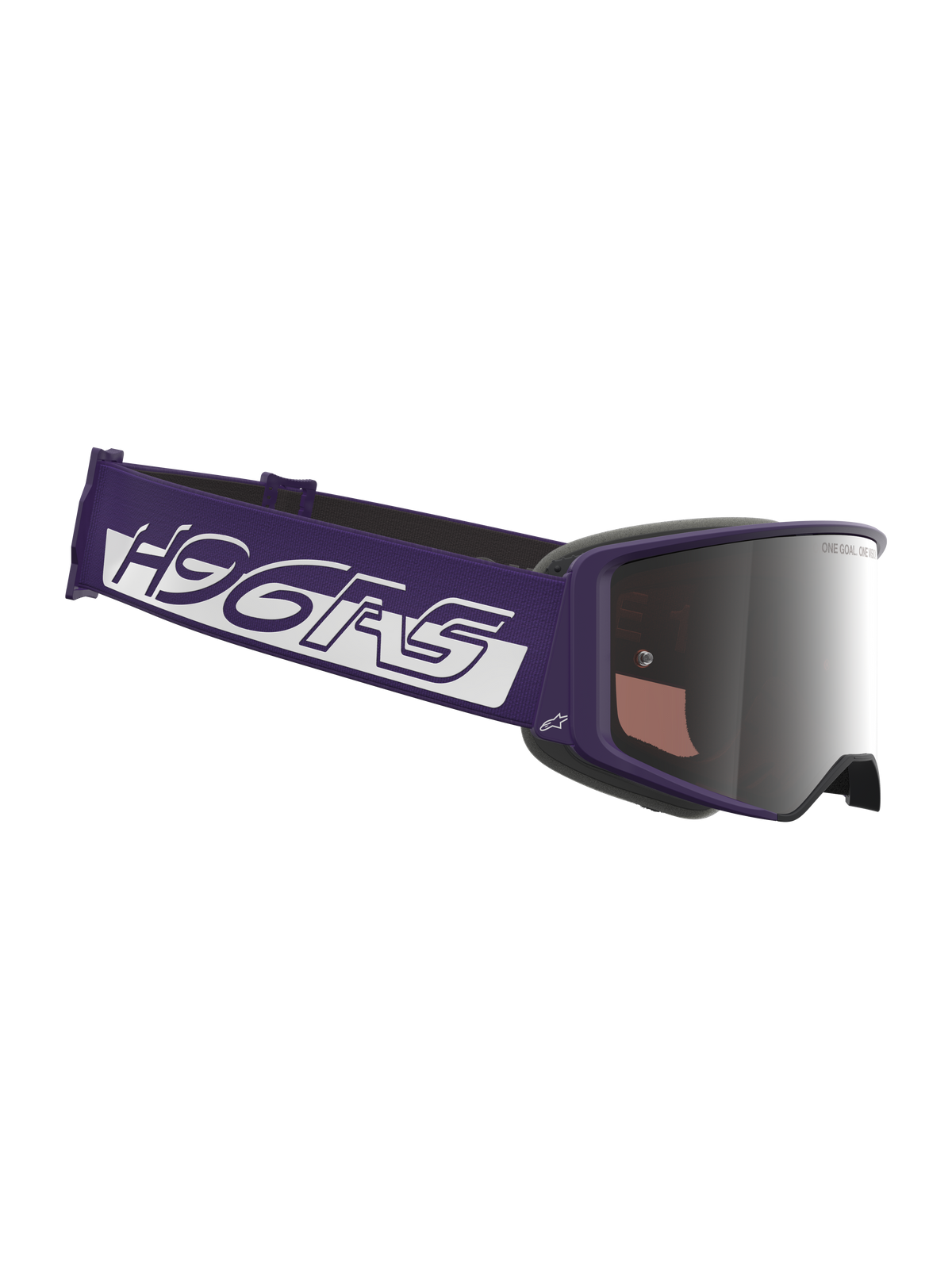 Óculos Limited Edition HUNTA96 XXV Supertech Vision, óculos de motocross, roxo e branco, com lente espelhada prateada, fita larga roxa com logótipo branco destacado, armação roxa elegante, proteção ocular profissional para corridas de todo-o-terreno
