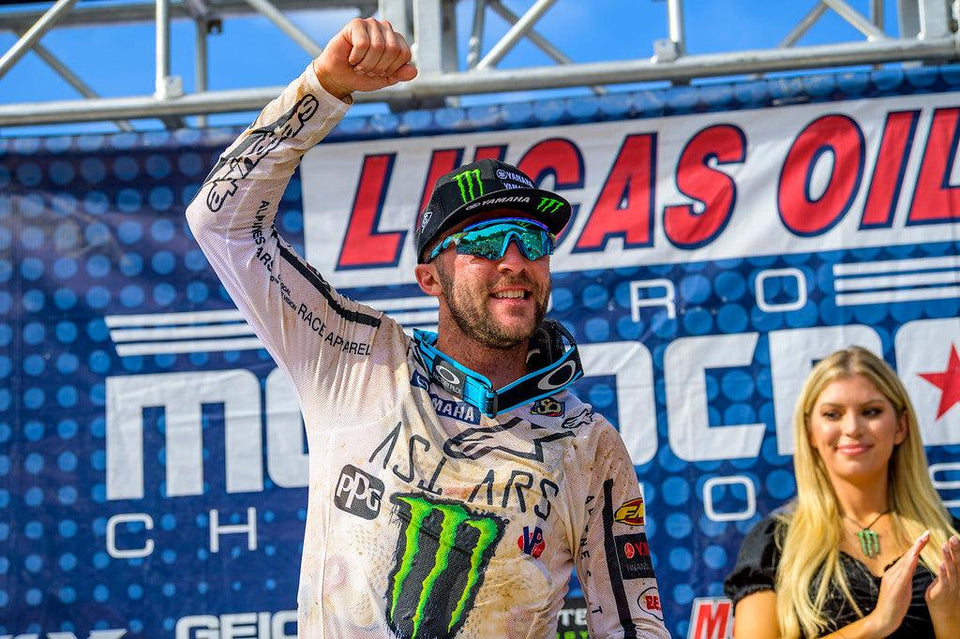 ELI TOMAC BATTLES CHASE SEXTON HARD FOR VICTORY IN AMA 450 PRO MOTOCROSS AS JASON ANDERSON COMPLETES THE PODIUM SWEEP FOR ALPINESTARS IN SPRING CREEK, MN