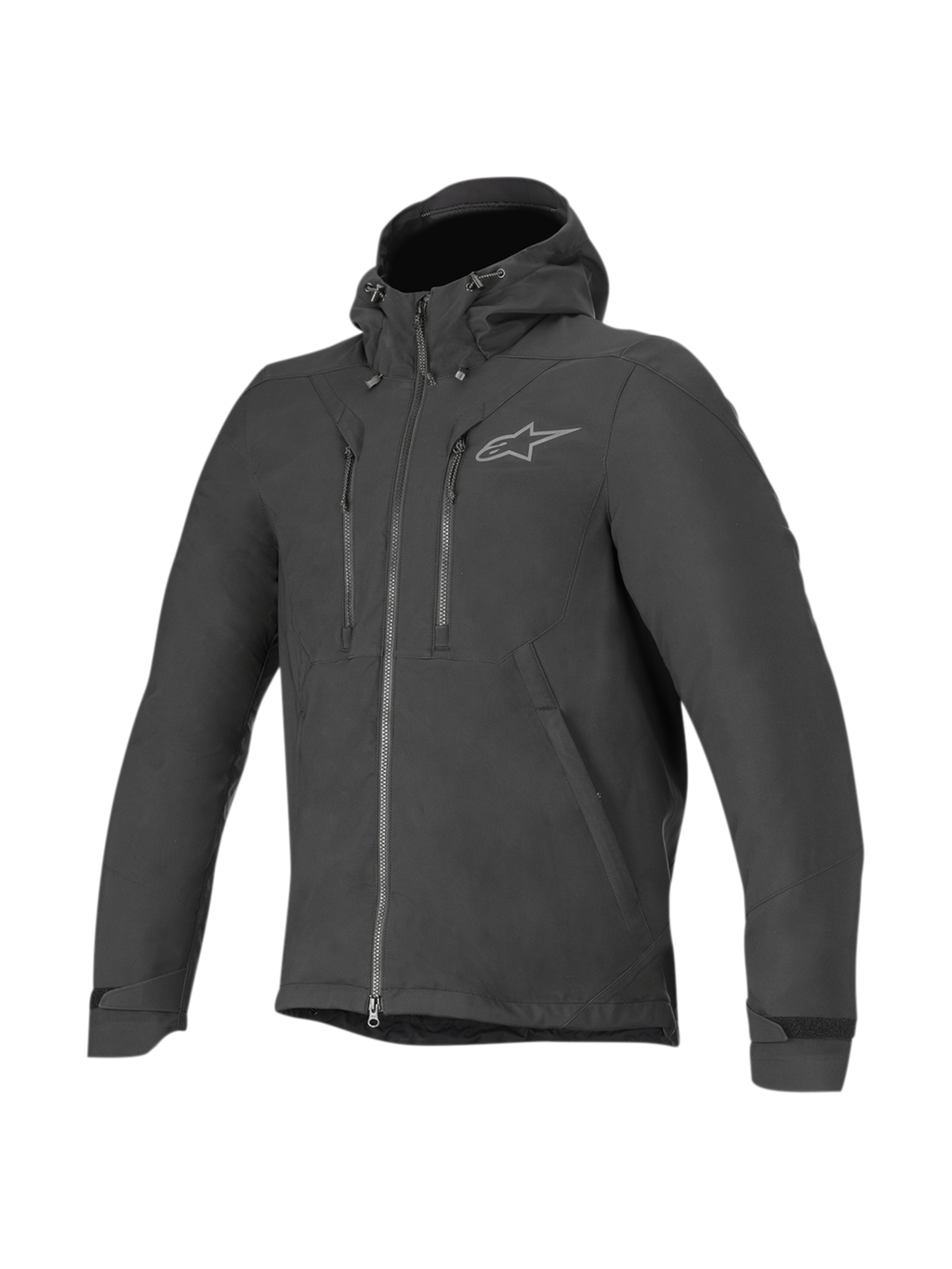 Alpinestars Jaqueta Domino Tech, casaco de moto urbano para homem, preto, softshell resistente à água com capuz fixo e proteção certificada CE