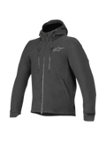 Alpinestars Jaqueta Domino Tech, casaco de moto urbano para homem, preto, softshell resistente à água com capuz fixo e proteção certificada CE