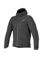 Alpinestars Jaqueta Domino Tech, casaco de moto urbano para homem, preto, softshell resistente à água com capuz fixo e proteção certificada CE