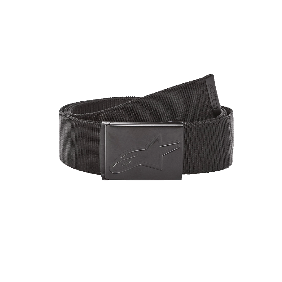 Alpinestars Ageless Web Belt, cinto de tecido entrelaçado preto, fivela de metal com logótipo de estrela gravado, ponta metálica com logótipo, acessório de moda desportiva casual e durável